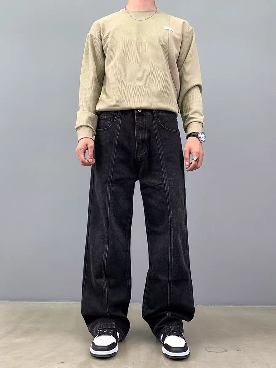 Japanese Brand × Vintage Vintage Washed Spliced Loose Casual Black Jeans Size US 34 / EU 50 - 2 Thumbnail