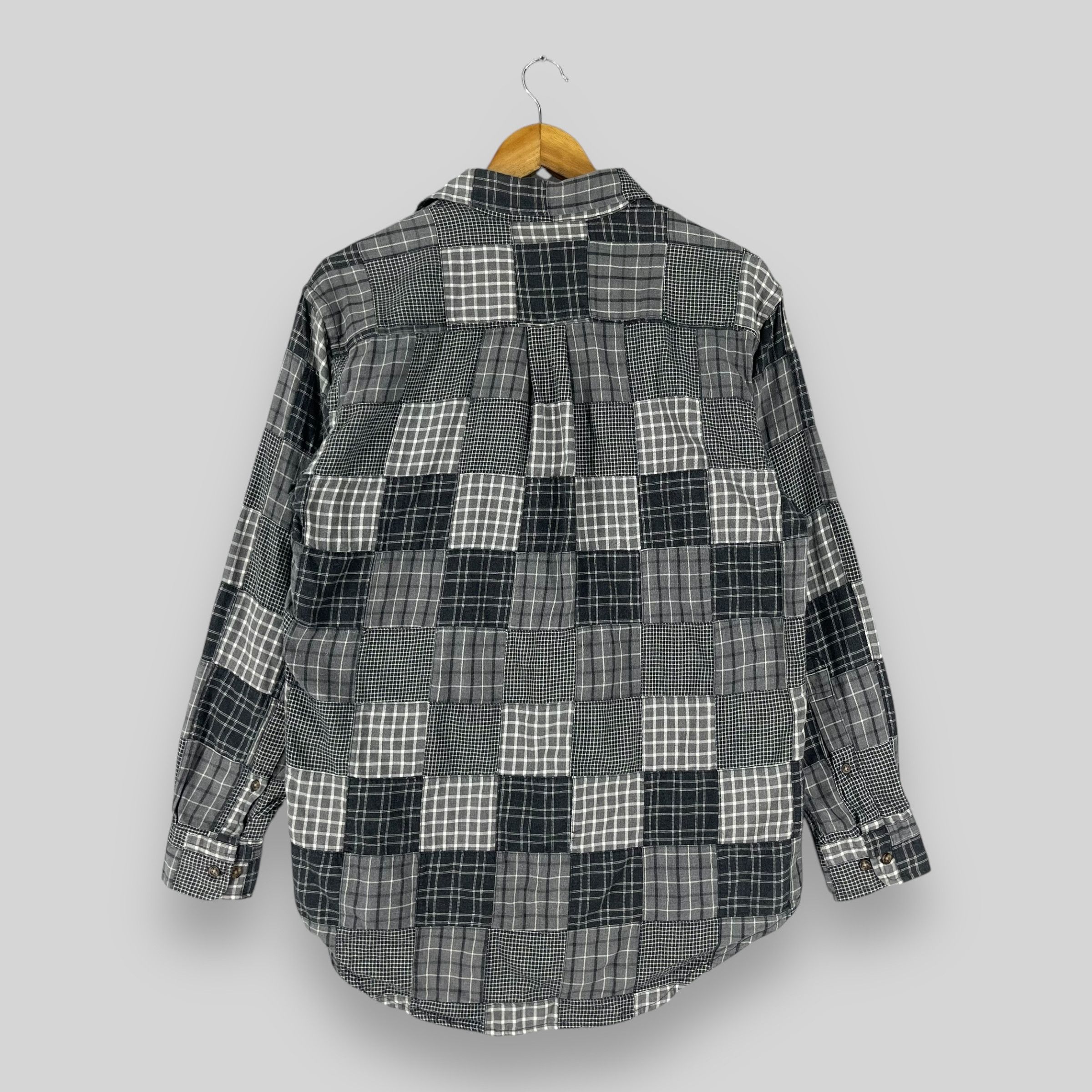 Flannel Vintage Patchwork Boro Flannel Gray Reconstruct Shirt Small Size US S / EU 44-46 / 1 - 7 Thumbnail