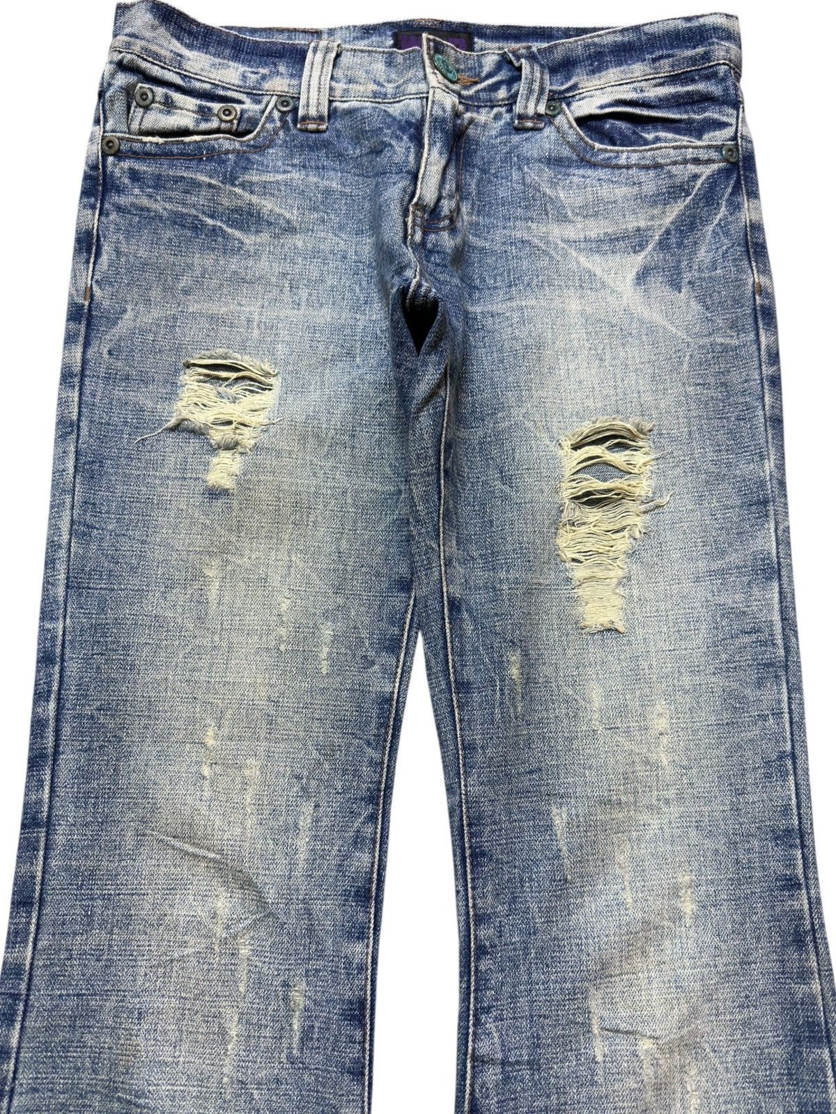W&LT Vintage W&P Flare Honeycomb Distressed Denim Size US 30 / EU 46 - 2 Thumbnail
