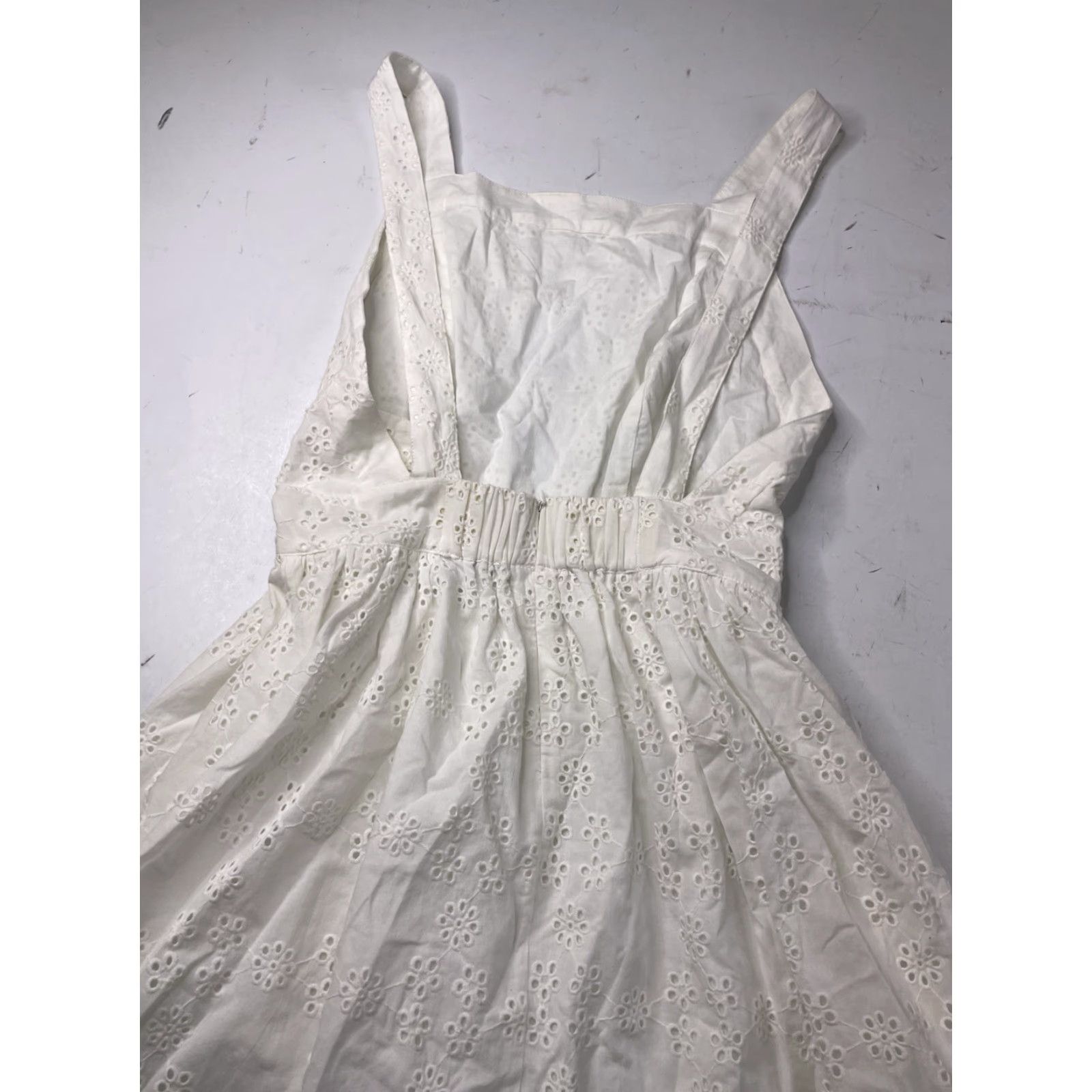 Vintage Hill House Mini Dress White Sleeveless Eyelet Linen Blend One Shoulder Short S Size S / US 4 / IT 40 - 8 Thumbnail