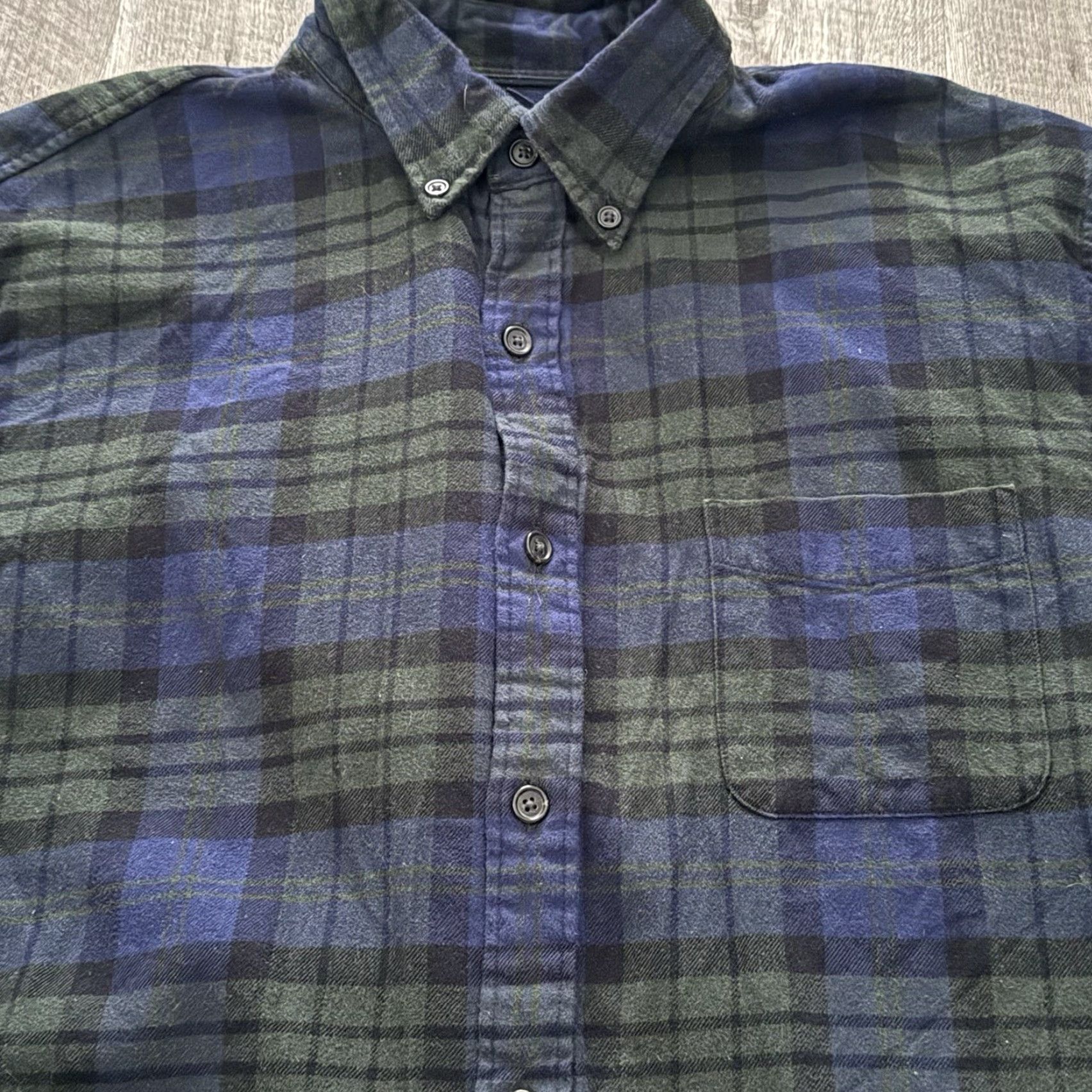 Lands' End Lands' End Shirt Mens XL Plaid Flannel Button-Up Blue Green Cotton Button-Down Collar Classic Preppy Casual Size US XL / EU 56 / 4 - 3 Thumbnail