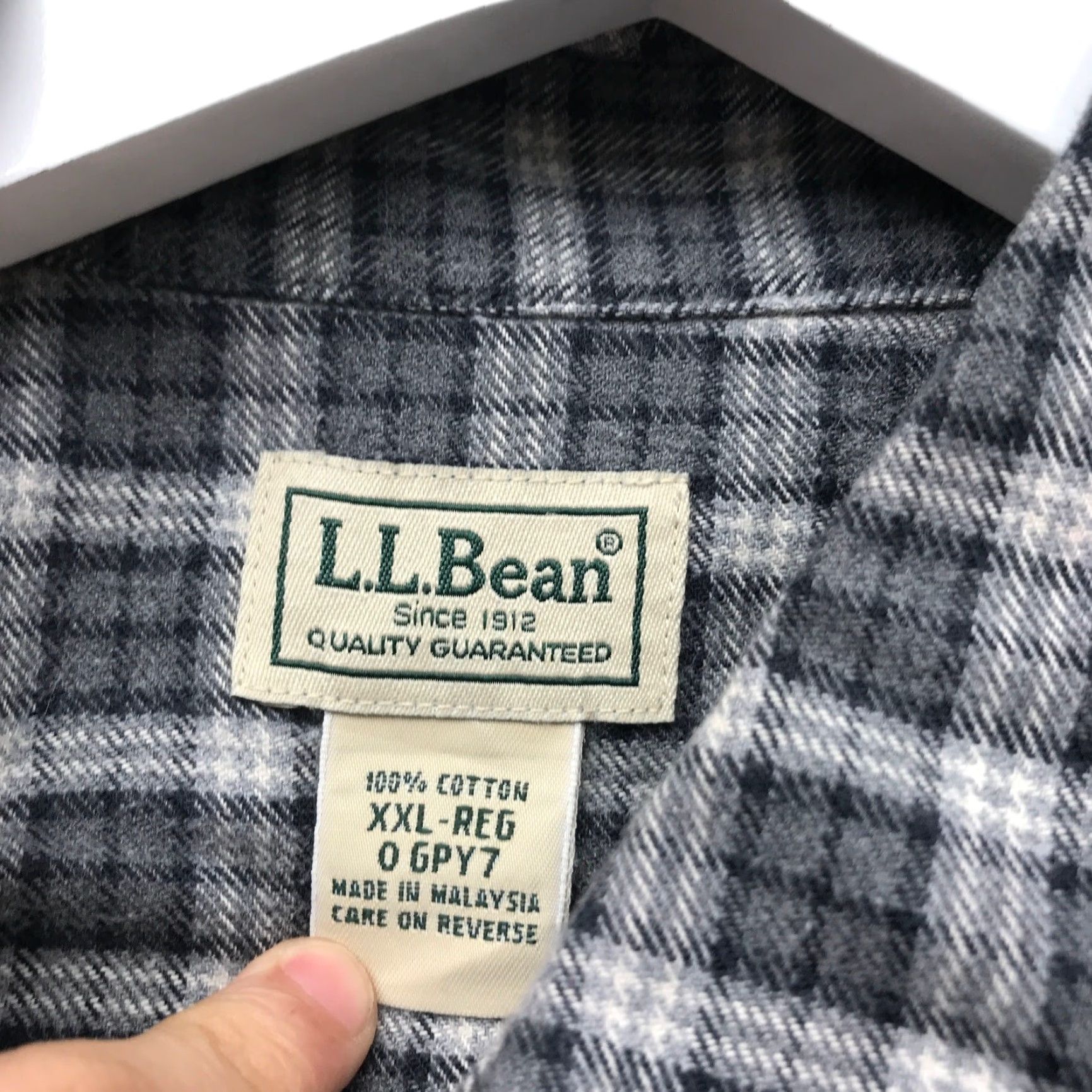Vintage LL Bean Plaid Flannel Button-Down Shirt Mens 2XL Black Gray White 0 GPY7 Size US XXL / EU 58 / 5 - 4 Thumbnail