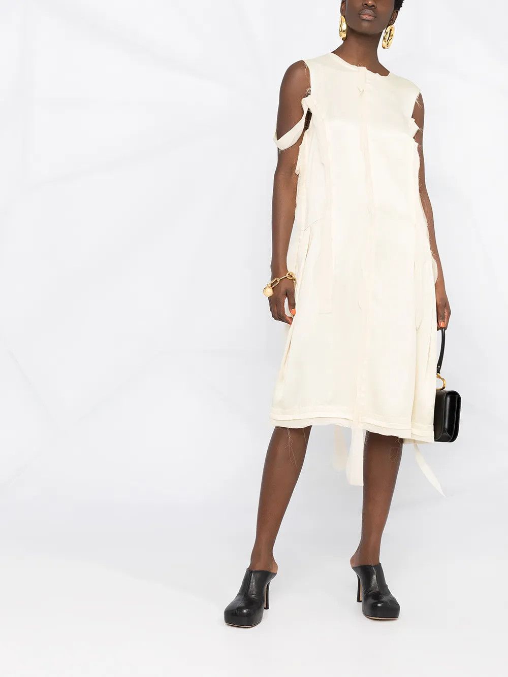 Maison Margiela o1y0625 Midi Dress in Beige Size S / US 4 / IT 40 - 6 Thumbnail