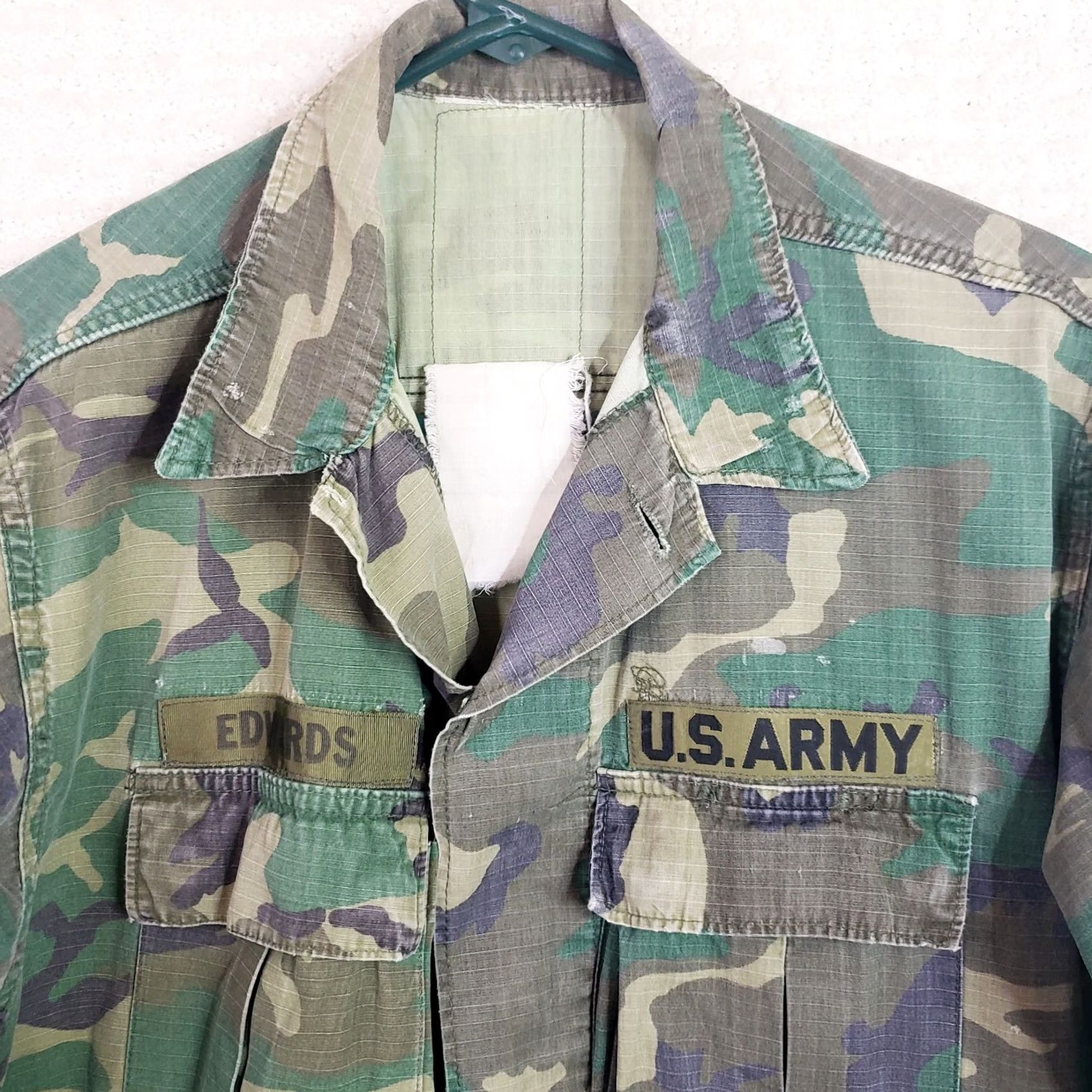 Vintage VINTAGE US Army Jacket Mens M Woodland Camo Combat Coat Hot Weather Ranger Patch Men Jacket Woodland Army Camo Green XS? Size US M / EU 48-50 / 2 - 3 Thumbnail