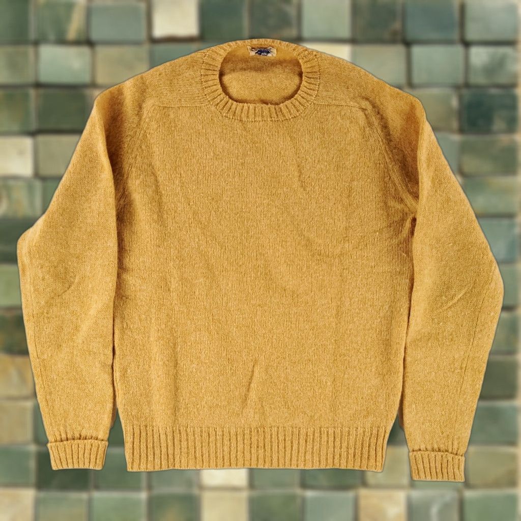 MooRER VINTAGE Cox Moore Sweater VTG 60s 70s 100% Wool Made England Yellow Crew Neck Mens L Size US L / EU 52-54 / 3 - 1 Thumbnail