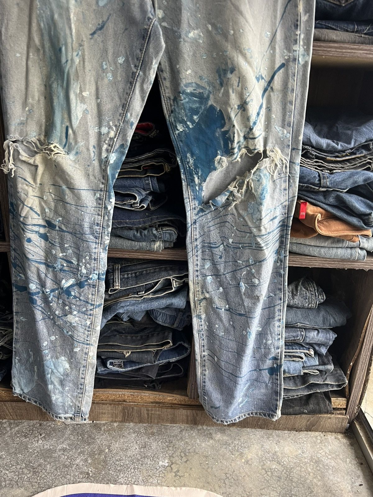 If Six Was Nine 🔥Rare Vintage Edwin Paint Splash Distressed Denim Size US 32 / EU 48 - 5 Thumbnail