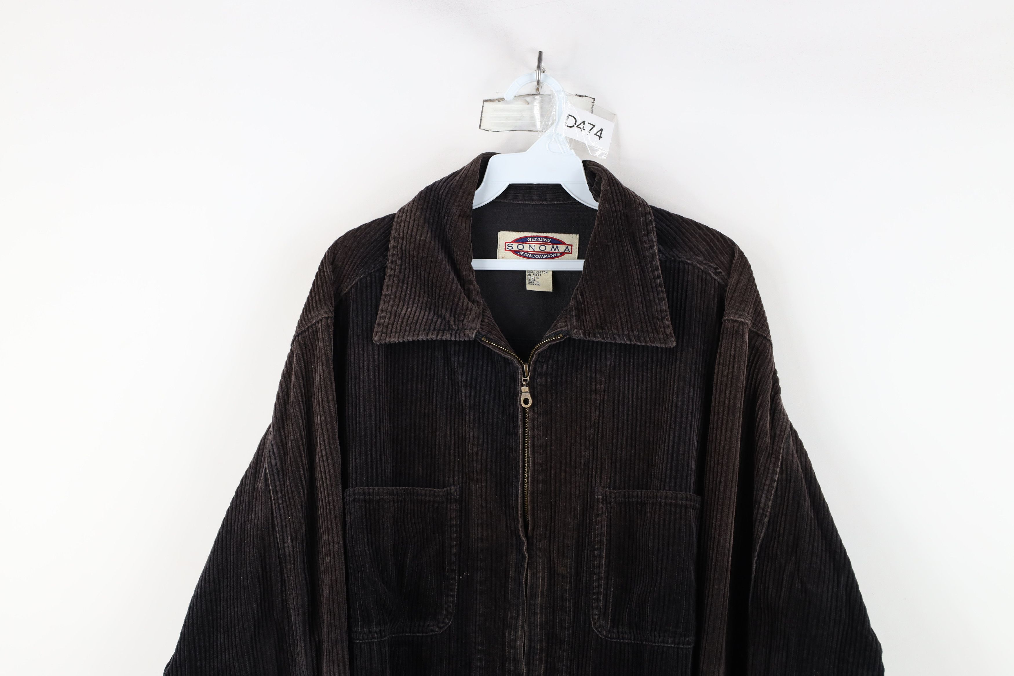 Vintage Vintage 90s Streetwear Full Zip Corduroy Shirt Jacket Black Size 3XL / US 20-22 - 2 Thumbnail