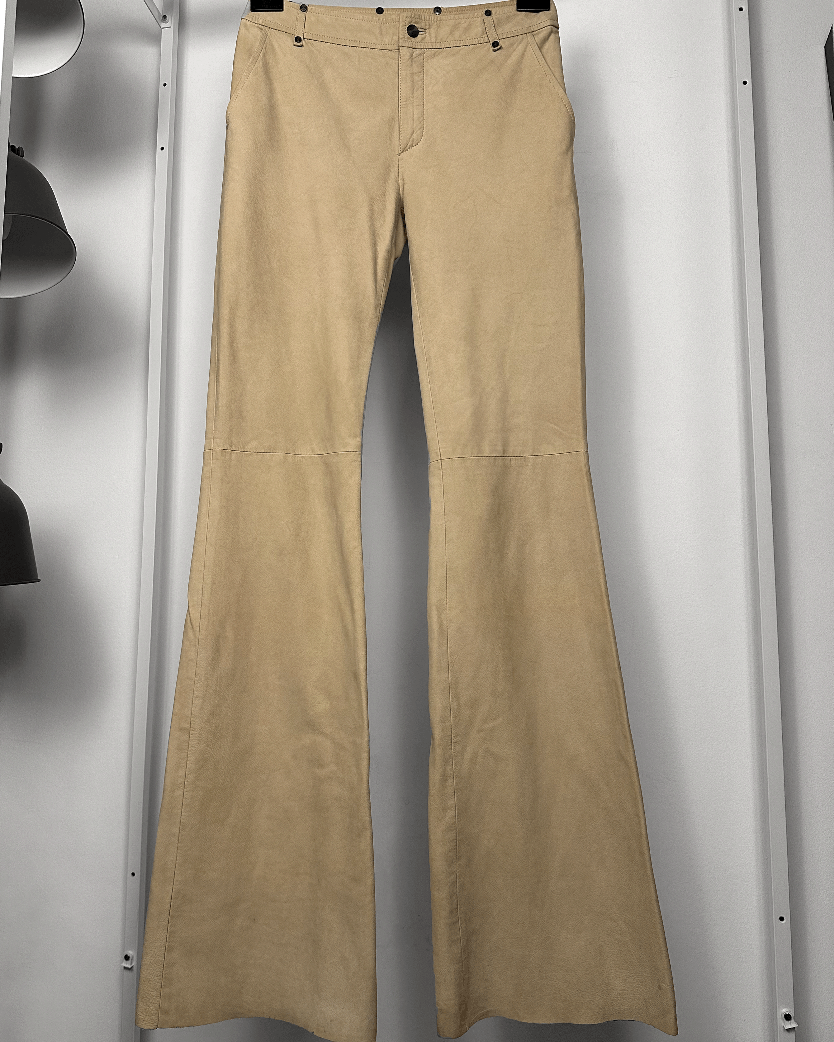 Gucci Gucci Tom Ford Cream Leather Flared Pants Size US 28 / EU 44 - 3 Thumbnail