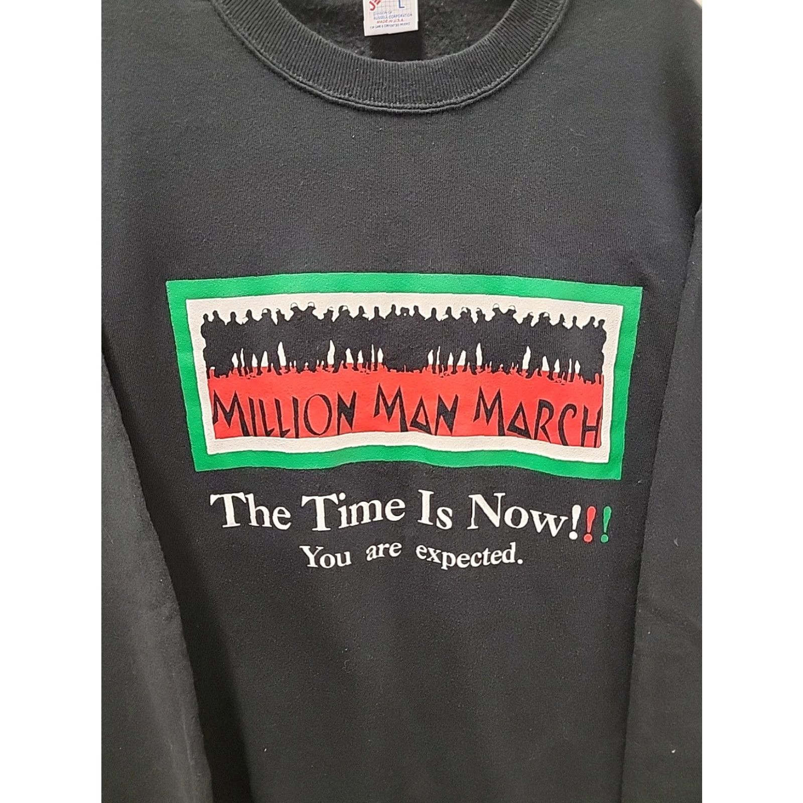 Jerzees VINTAGE Jerzees Sweatshirt Black L Mens Graphic Print Million Man March Oppression 90s Modern Size US L / EU 52-54 / 3 - 2 Thumbnail