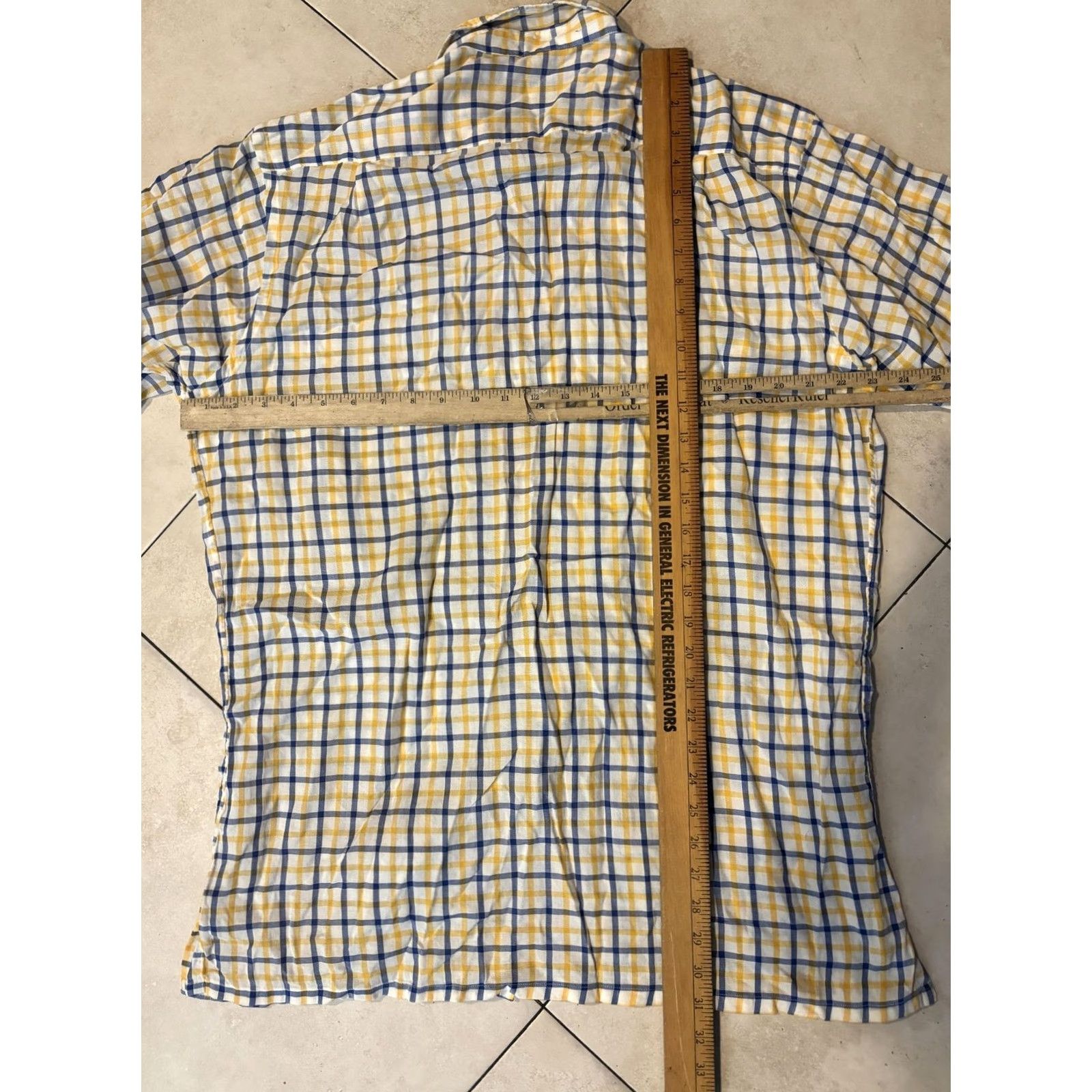 Vintage Maus & Hoffman Shirt Mens L Yellow Blue Plaid Short Sleeve Button Up Casual Shirts Size US L / EU 52-54 / 3 - 6 Thumbnail