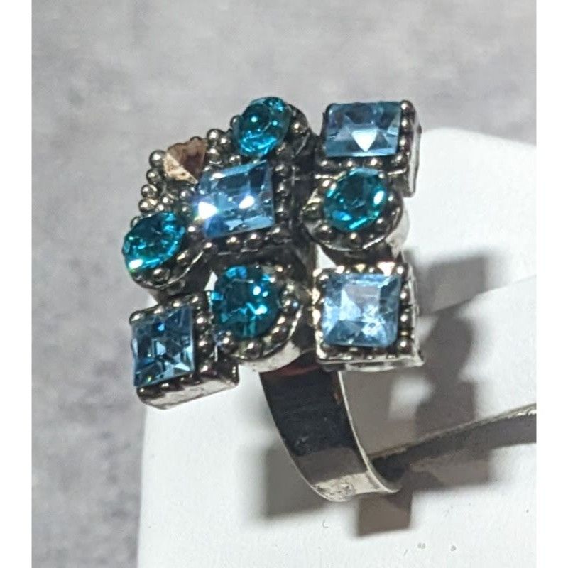 Other Vintage Blue And Silver Tone Signed Adjustable Statement Rin Size ONE SIZE - 4 Thumbnail