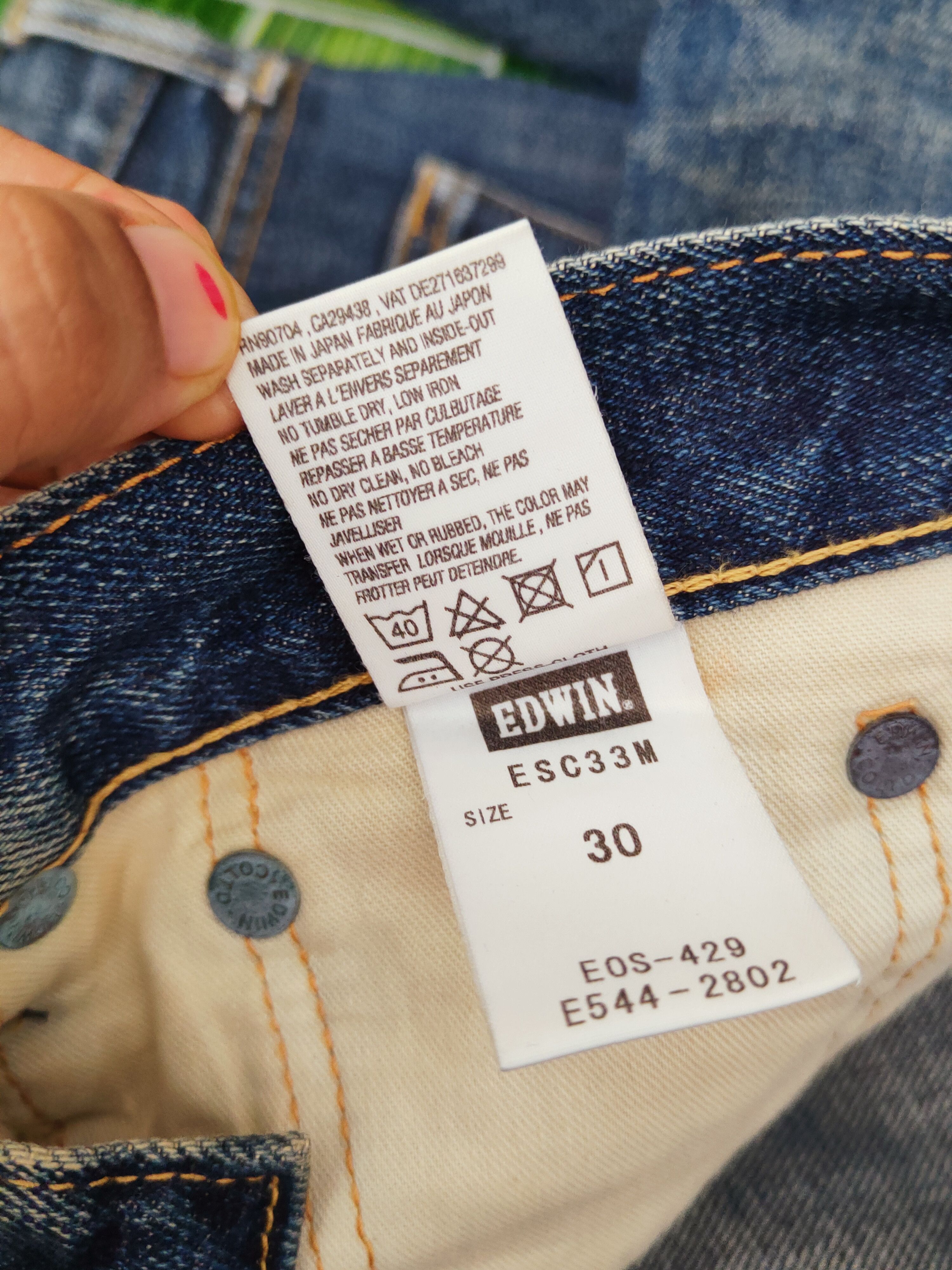 Edwin Edwin japan denim Dark Blue Distressed Ripped Jeans #W949 Size US 31 - 15 Thumbnail