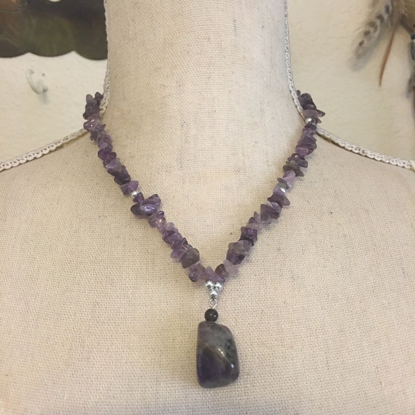 Vintage Vintage genuine amethyst slab gem necklace Size ONE SIZE - 1 Thumbnail