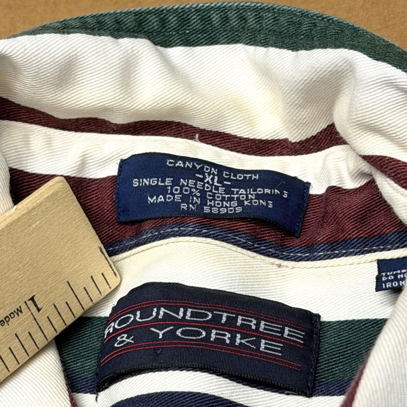 Roundtree & Yorke VINTAGE Roundtree & Yorke Shirt Mens XL Striped Long Sleeve Hong Kong 90s Size US XL / EU 56 / 4 - 2 Thumbnail
