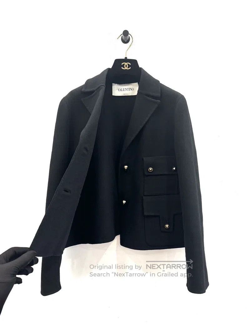 Valentino Valentino Black studded single-breasted wool jacket coat Size XS / US 0-2 / IT 36-38 - 3 Thumbnail