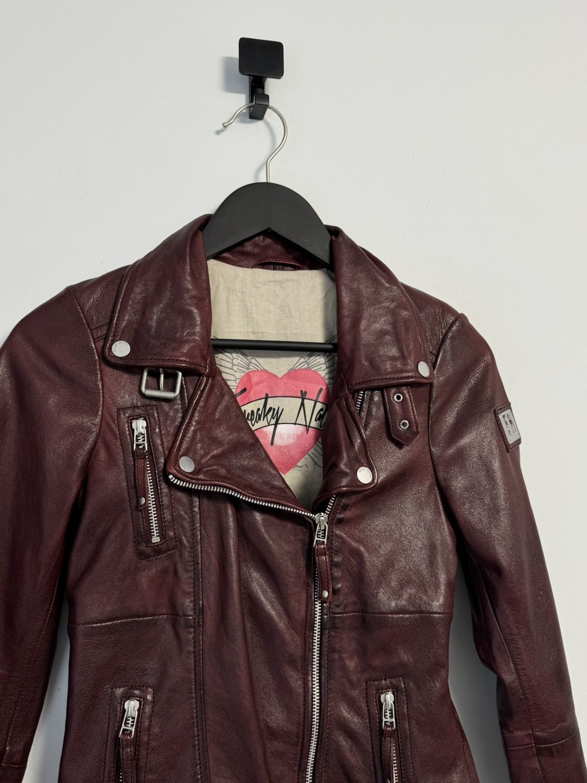 Japanese Brand × Vintage Freaky Nation Leather Biker Jacket Red Leather Women’s Size XS / US 0-2 / IT 36-38 - 2 Thumbnail