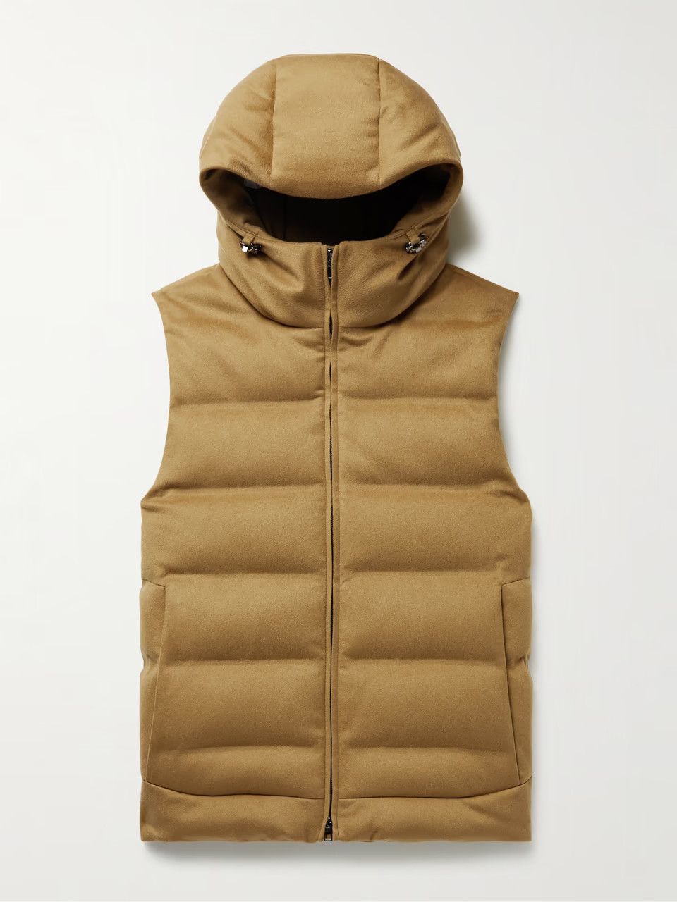 Loro Piana o1w1db10724 Cashmere Hooded Down Gilet in Brown Size US XXL / EU 58 / 5 - 1 Thumbnail