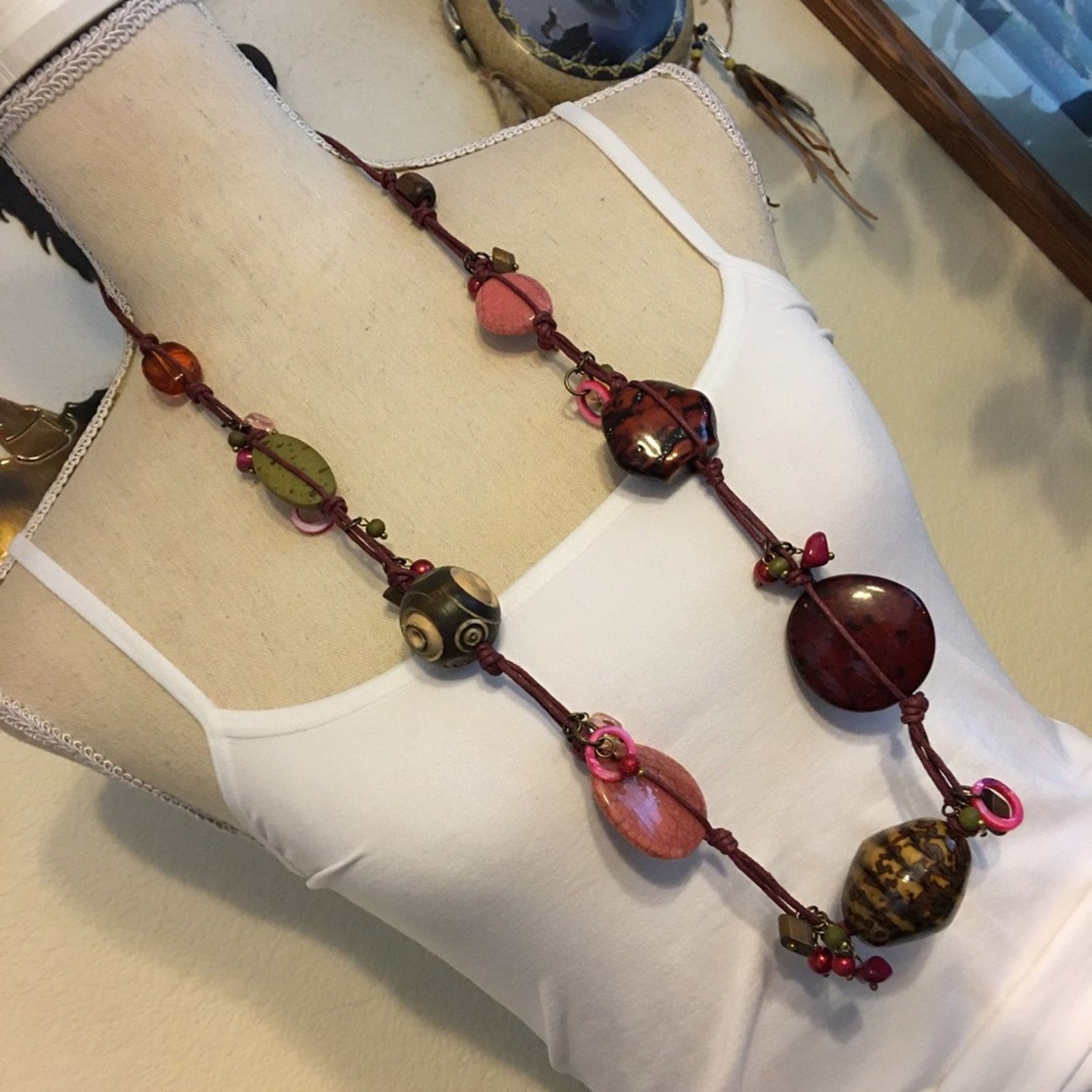 Vintage Vintage large ceramic & wood bead necklace Size ONE SIZE - 3 Thumbnail
