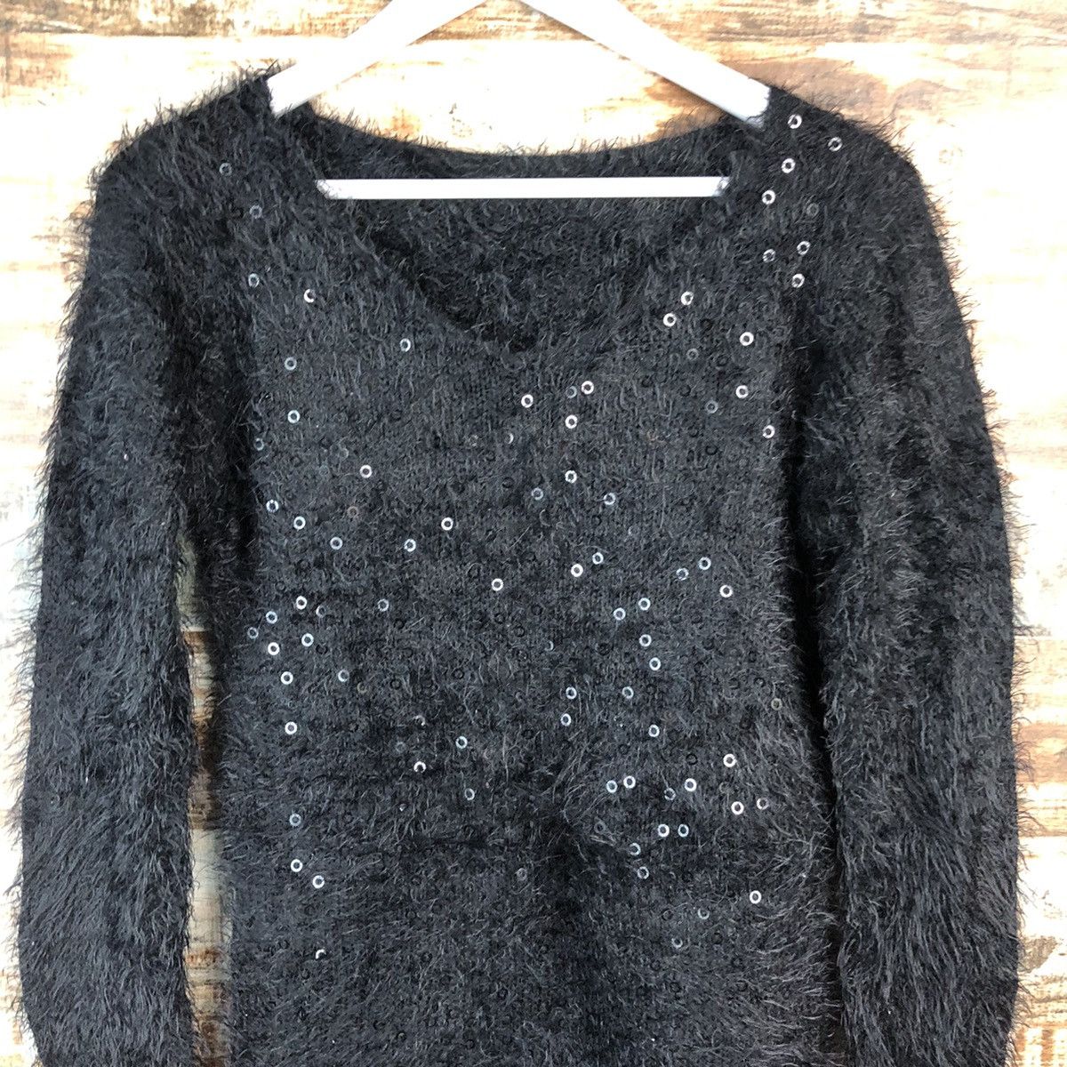 Homespun Knitwear × Japanese Brand DL Chuxxx Black mohair shaggy fur Knitwear #C050 Size S / US 4 / IT 40 - 5 Thumbnail