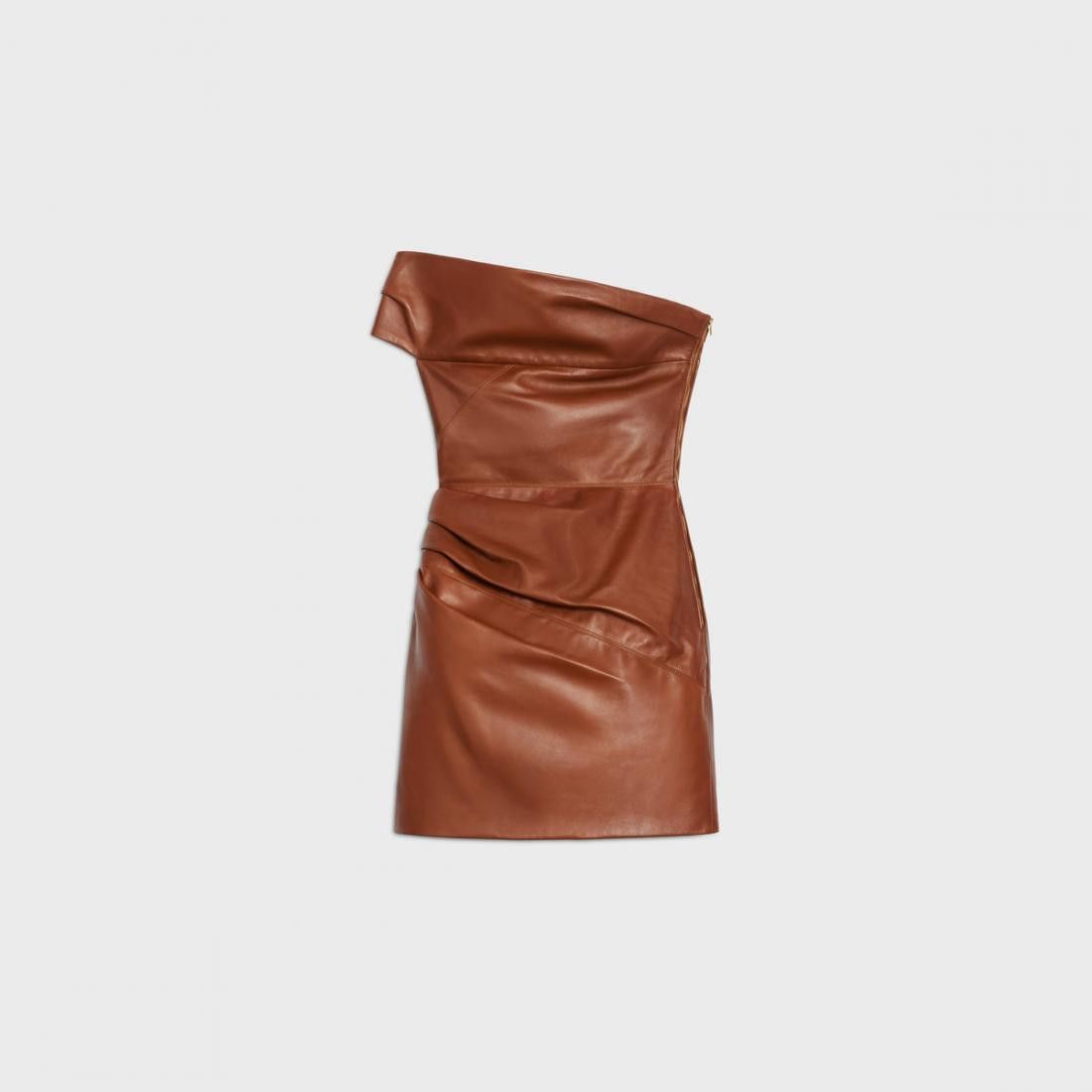 image of Celine O1W1Db10324 Asymmetrical Dress In Brown, Women's (Size XL)