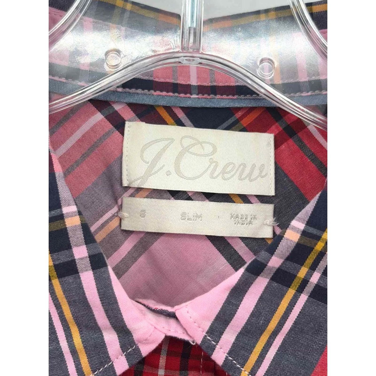 Pinko J Crew Pre-Owned Pink Size 6 Plaid Button Down Shirt Regular Girls Size M / US 6-8 / IT 42-44 - 3 Thumbnail