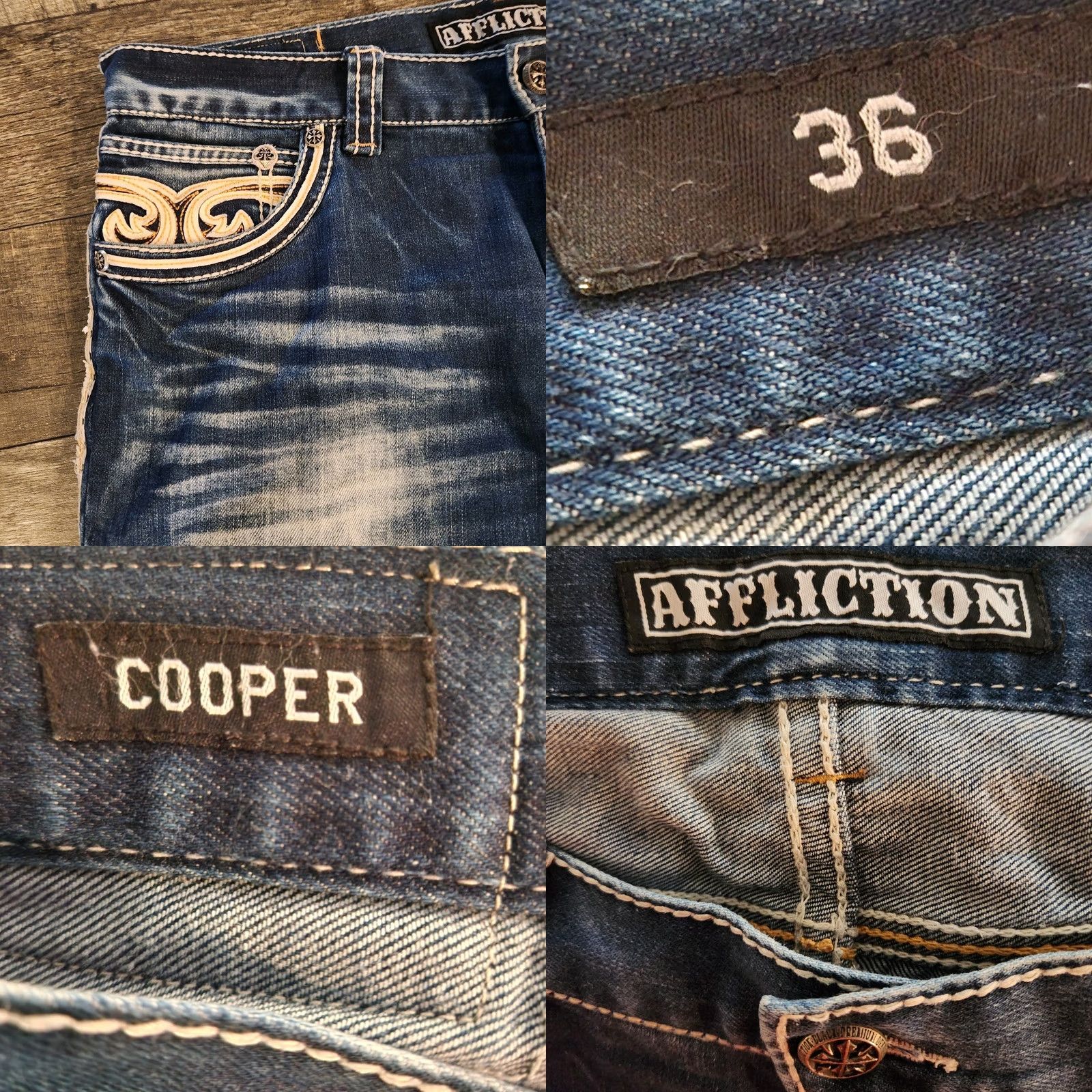 Affliction Affliction Y2K Denim Shorts Mens 36 Cut Off Embroidered Flap Pockets Copper Size US 36 / EU 52 - 8 Thumbnail