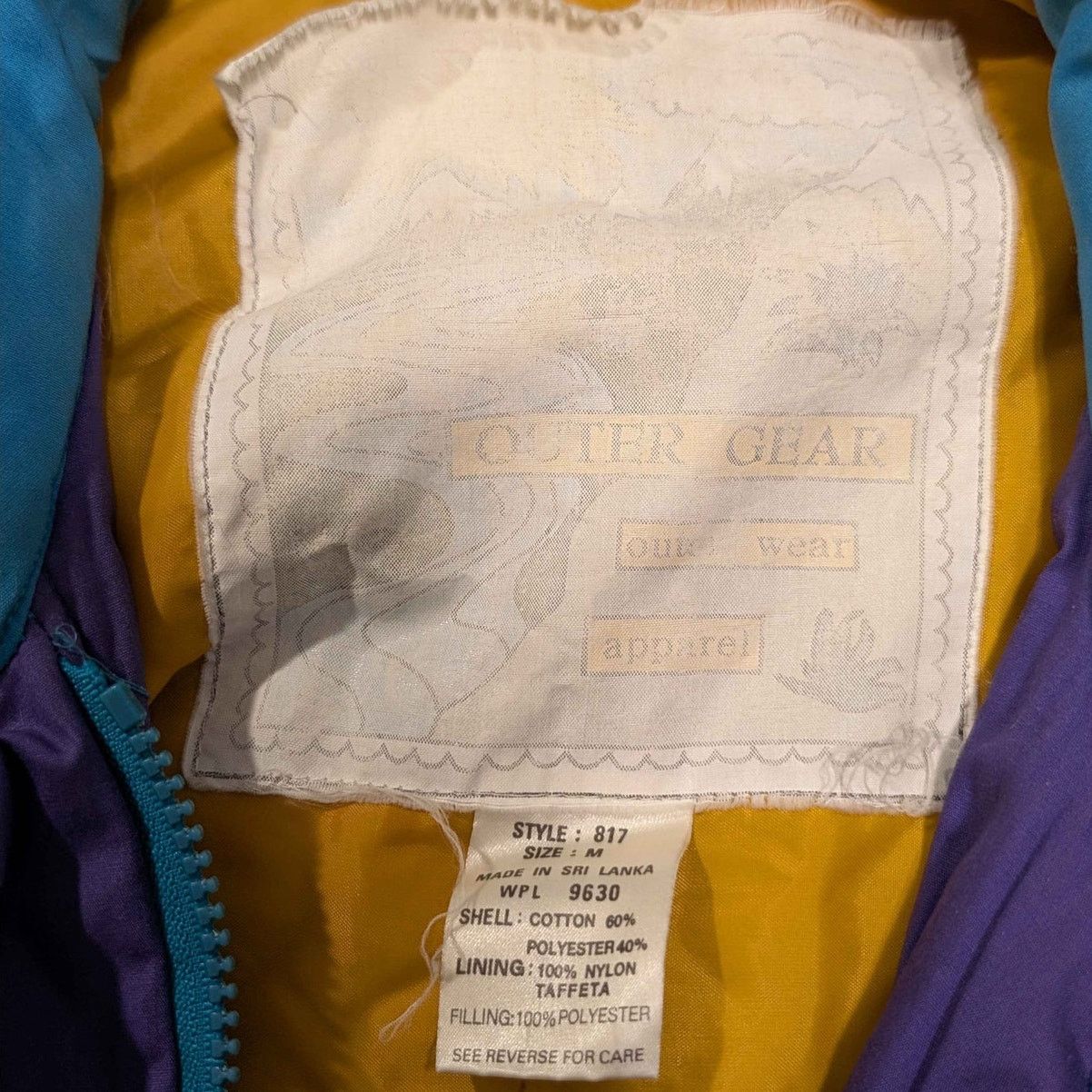 Other Vintage Outer Gear 80s Puffer Jacket Mens Medium Teal Purple Size US M / EU 48-50 / 2 - 2 Thumbnail
