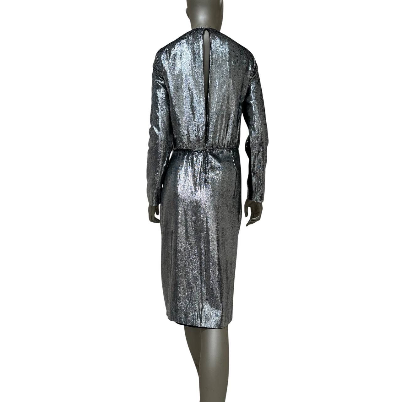 Saint Laurent Paris Saint Laurent Metallic Printed Midi Dress - Size 38 Size S / US 4 / IT 40 - 2 Thumbnail