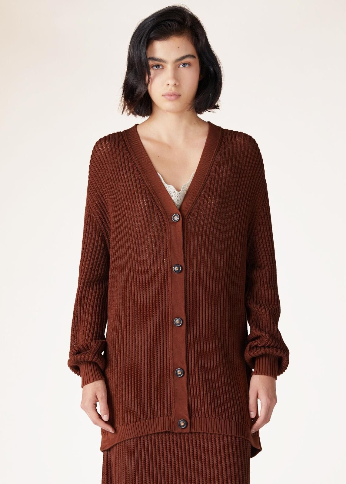 Loro Piana o1srvl11e0125 FAN6261 Ikeda Cardigan in Burgundy Size L / US 10 / IT 46 - 5 Thumbnail