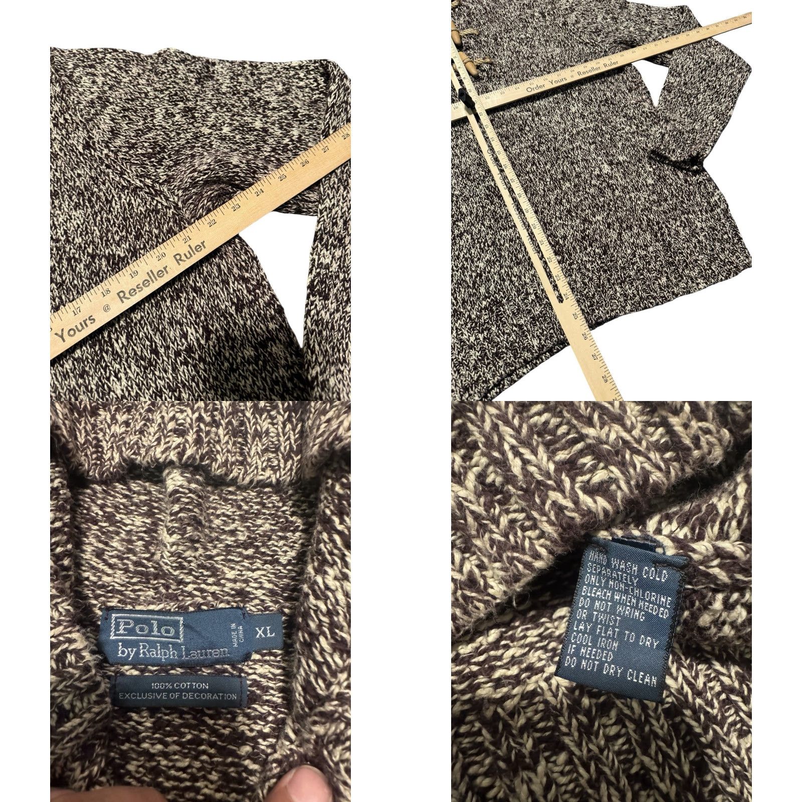 Polo Ralph Lauren VINTAGE Polo Ralph Lauren Toggle Knit Sweater Mens Brown Hooded Chunky Size XL Size US XL / EU 56 / 4 - 10 Thumbnail