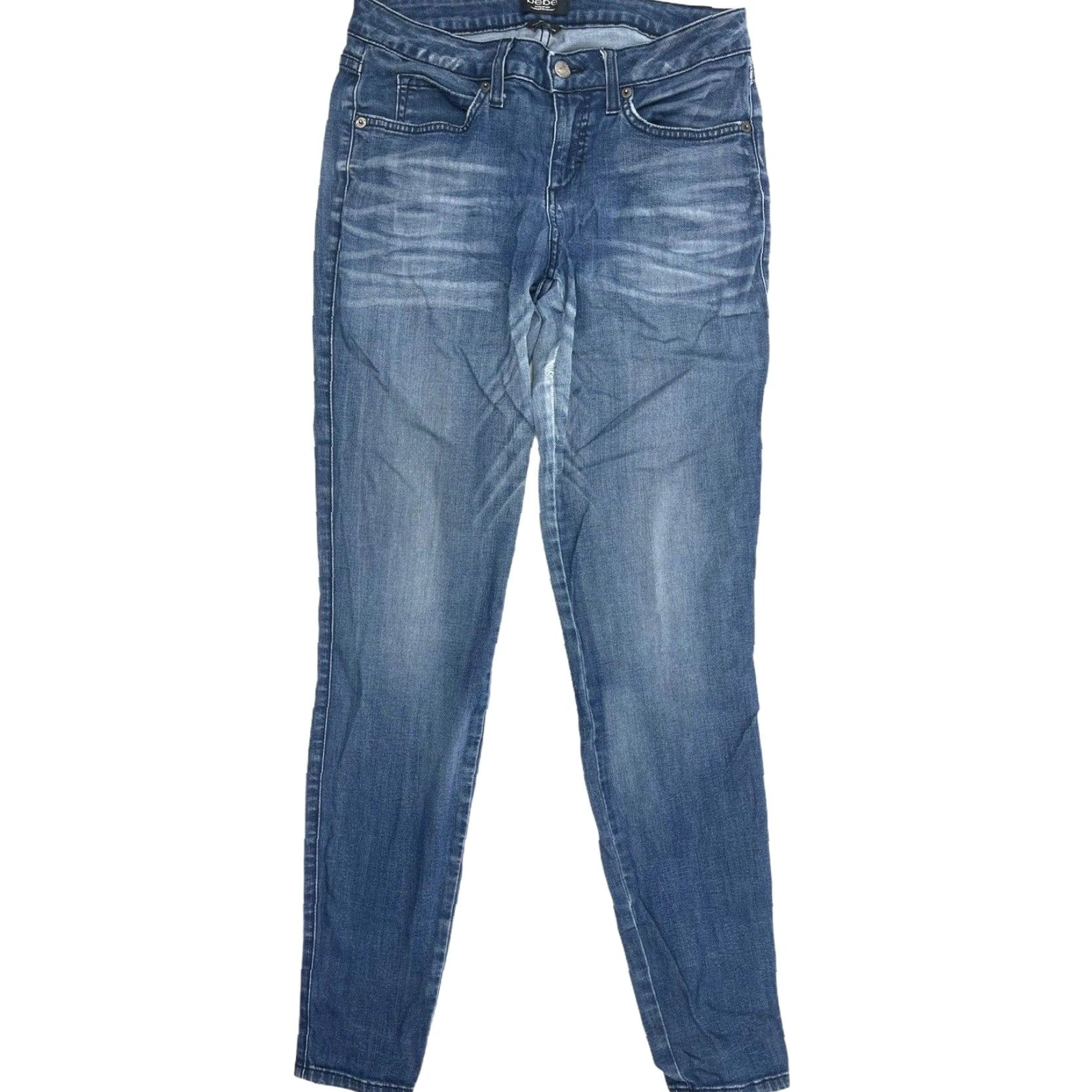 Bebe Bebe Skinny Jeans Womens Size 29 Dark Blue Denim Mid Rise United States 5-Pocket Design Belt Loops Regular Fit Vintage No N/A Size 29" - 2 Thumbnail