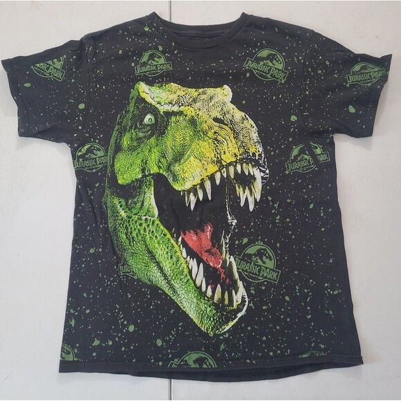 Universal Studios Vtg Jurassic Park AOP T-shirt 3D T Rex Size US L / EU 52-54 / 3 - 1 Thumbnail