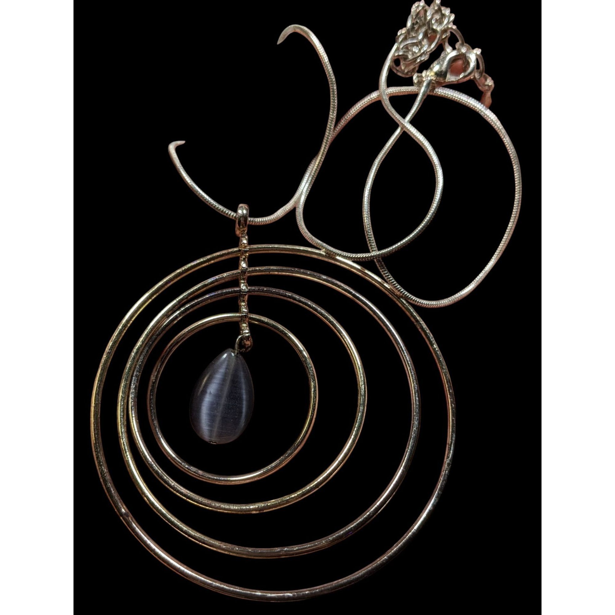 Other Gold & Silver Spiral Tone Pendant Necklace With Teardrop Cha Size ONE SIZE - 3 Thumbnail