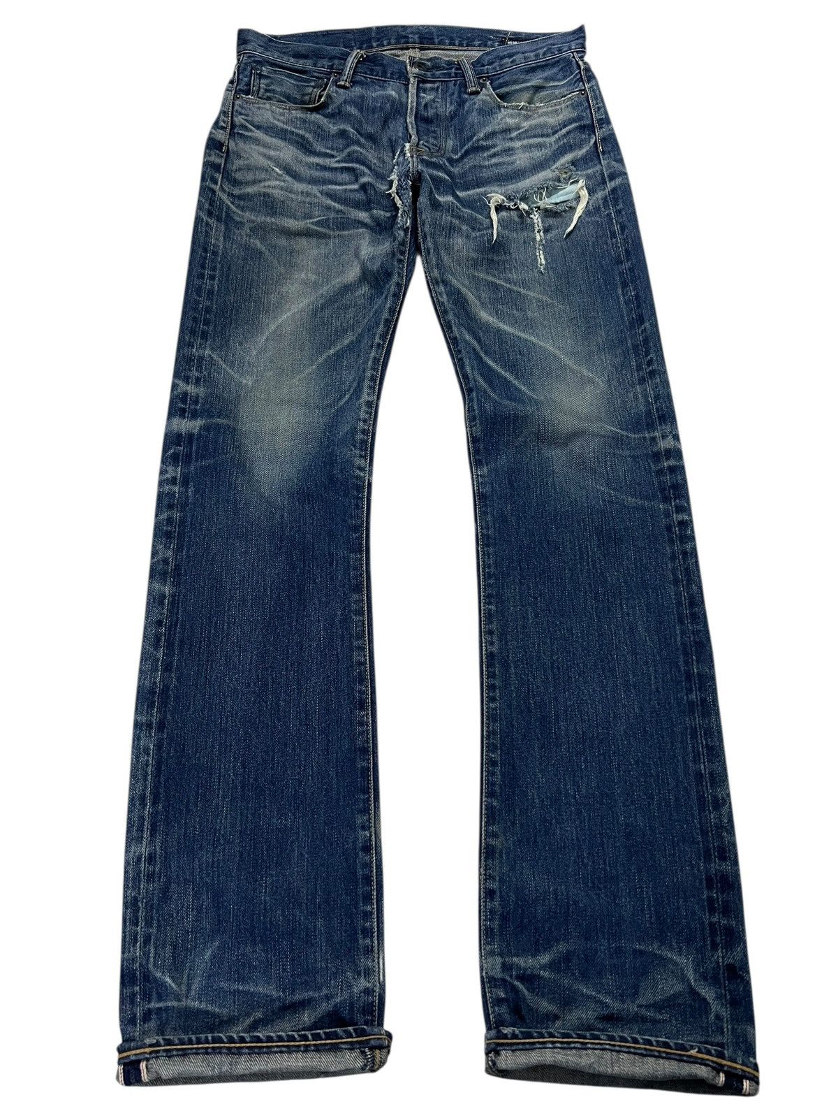 Japanese Brand Vintage Kuro Graphite Distressed Selvedge Jean Japan Size US 30 / EU 46 - 2 Thumbnail