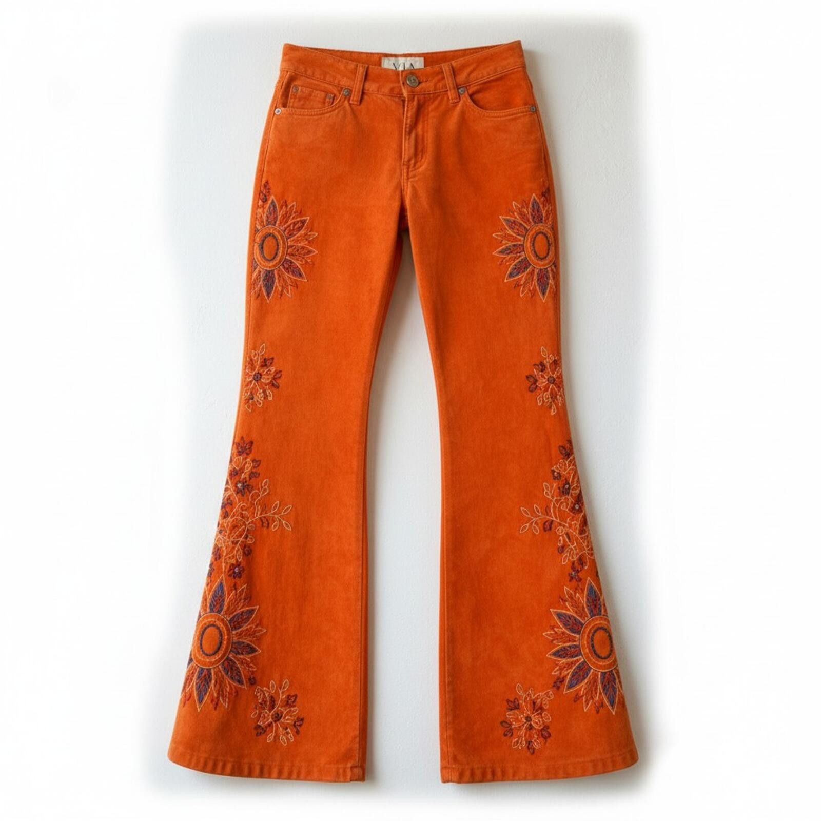 Michael Hoban Vintage Michael Hoban Orange Suede Pants Embroidered Flare Size 30" / US 8 / IT 44 - 3 Thumbnail