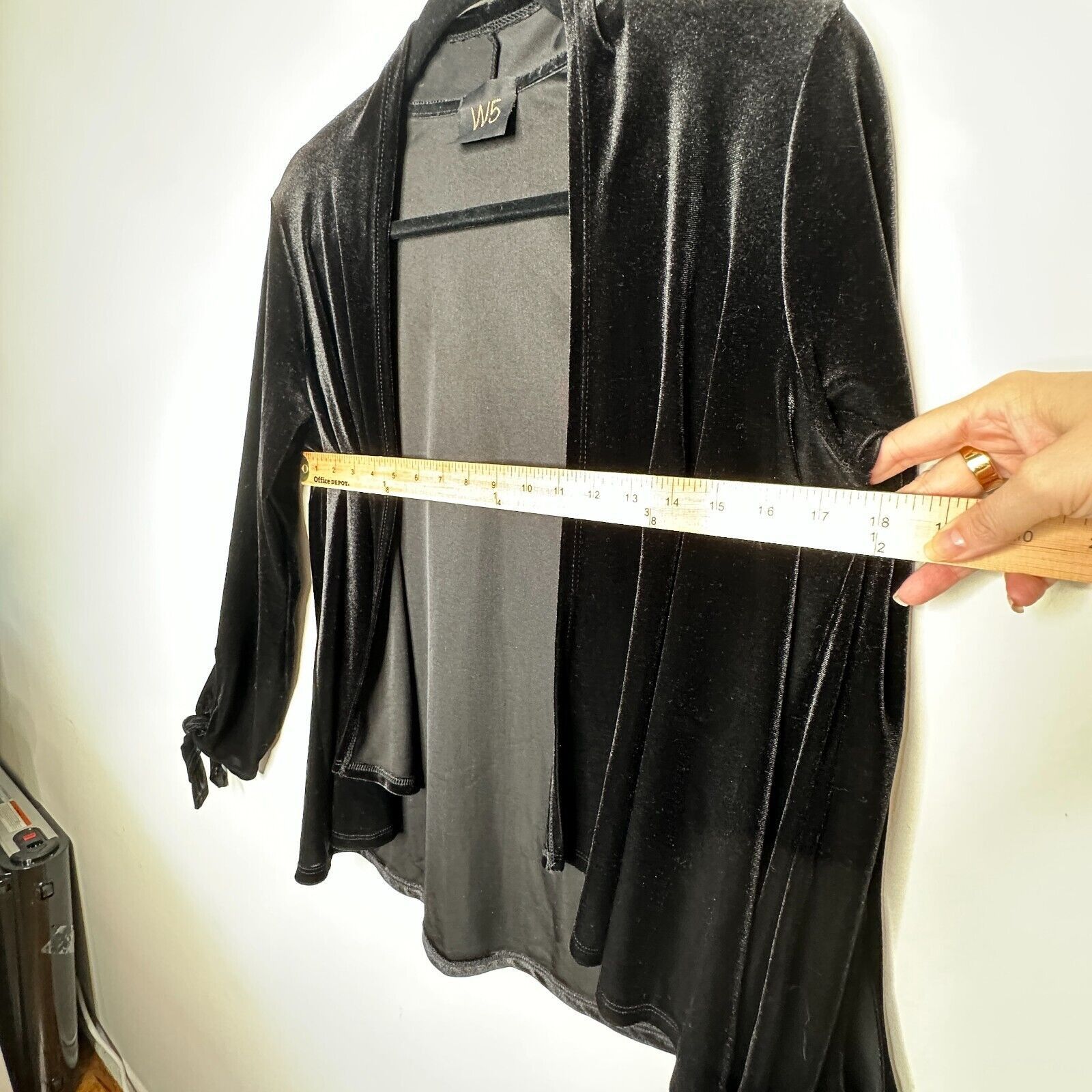 Other Jet Black Velvet Waterfall Open Cardigan Long Sleeve Ties M Size M / US 6-8 / IT 42-44 - 8 Thumbnail