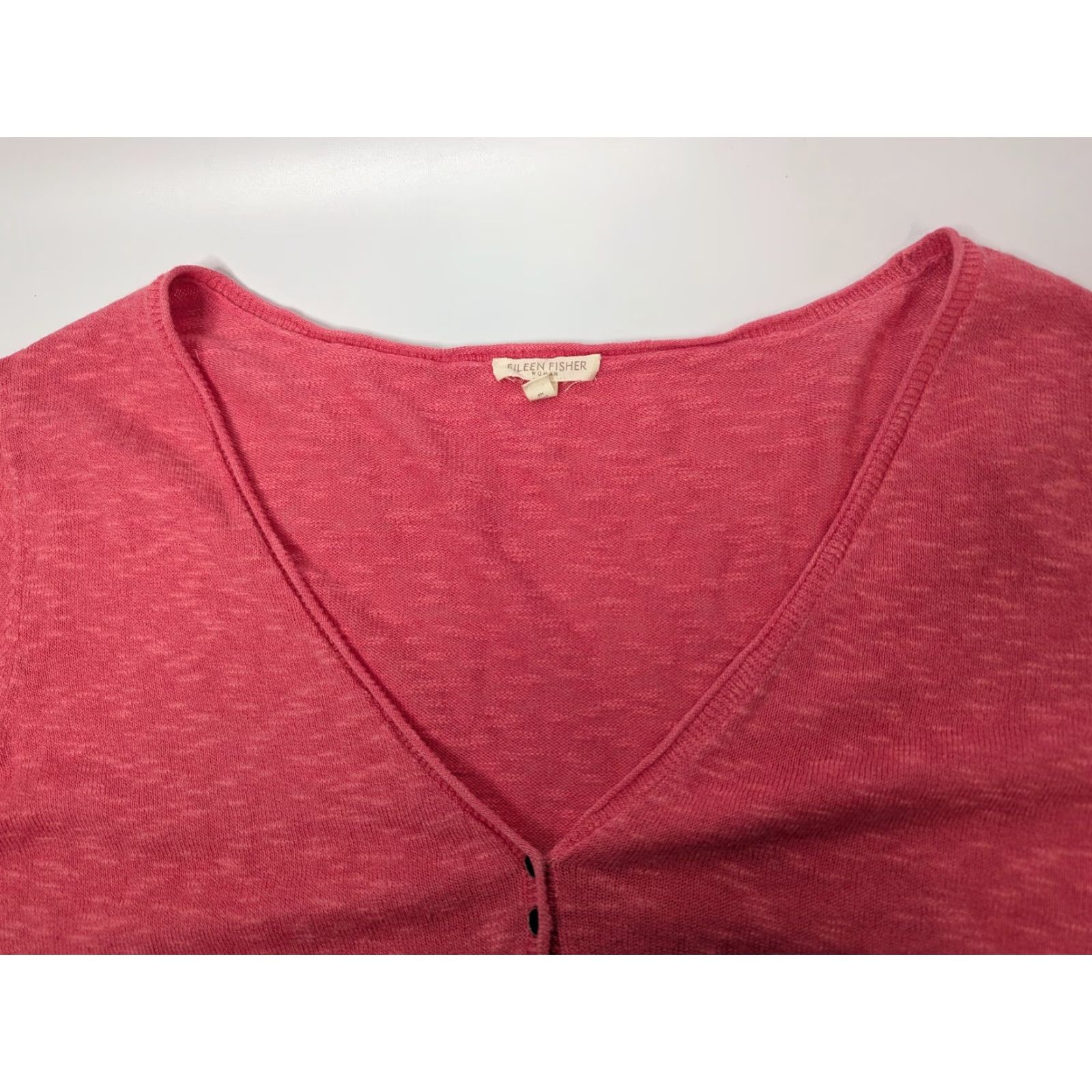 Eileen Fisher Eileen Fisher Cardigan V-Neck Jacket Womens 1X Pink Linen Cotton Cozy Classic Knit Pockets Dolman Sleeve Button Contemporary Casual Size XL / US 12-14 / IT 48-50 - 6 Thumbnail