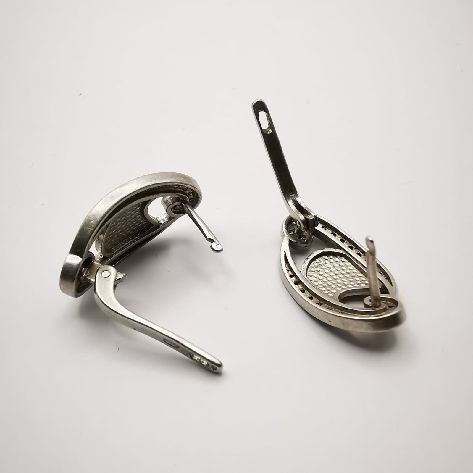 Sterling Silver × Vintage Vintage 925 Sterling Silver Earrings Cubic Zirconia 7,3g Size ONE SIZE - 3 Thumbnail