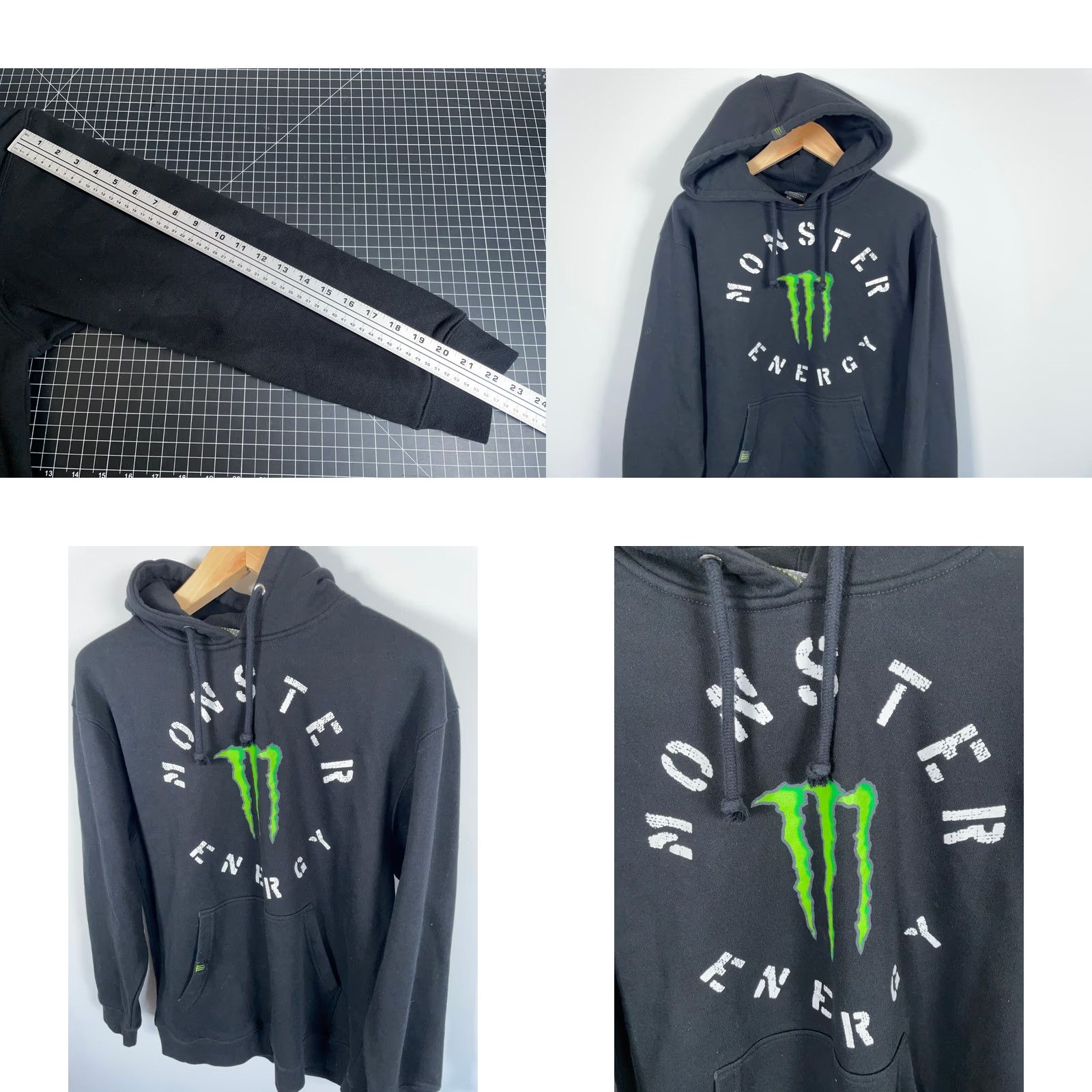 Vintage Monster Energy Hoodie Mens Large Black Drawstring Pullover Sweatshirt Official Retro Graphic Print Pocket(s) Sweatshirt Black Mens L Size US L / EU 52-54 / 3 - 8 Thumbnail