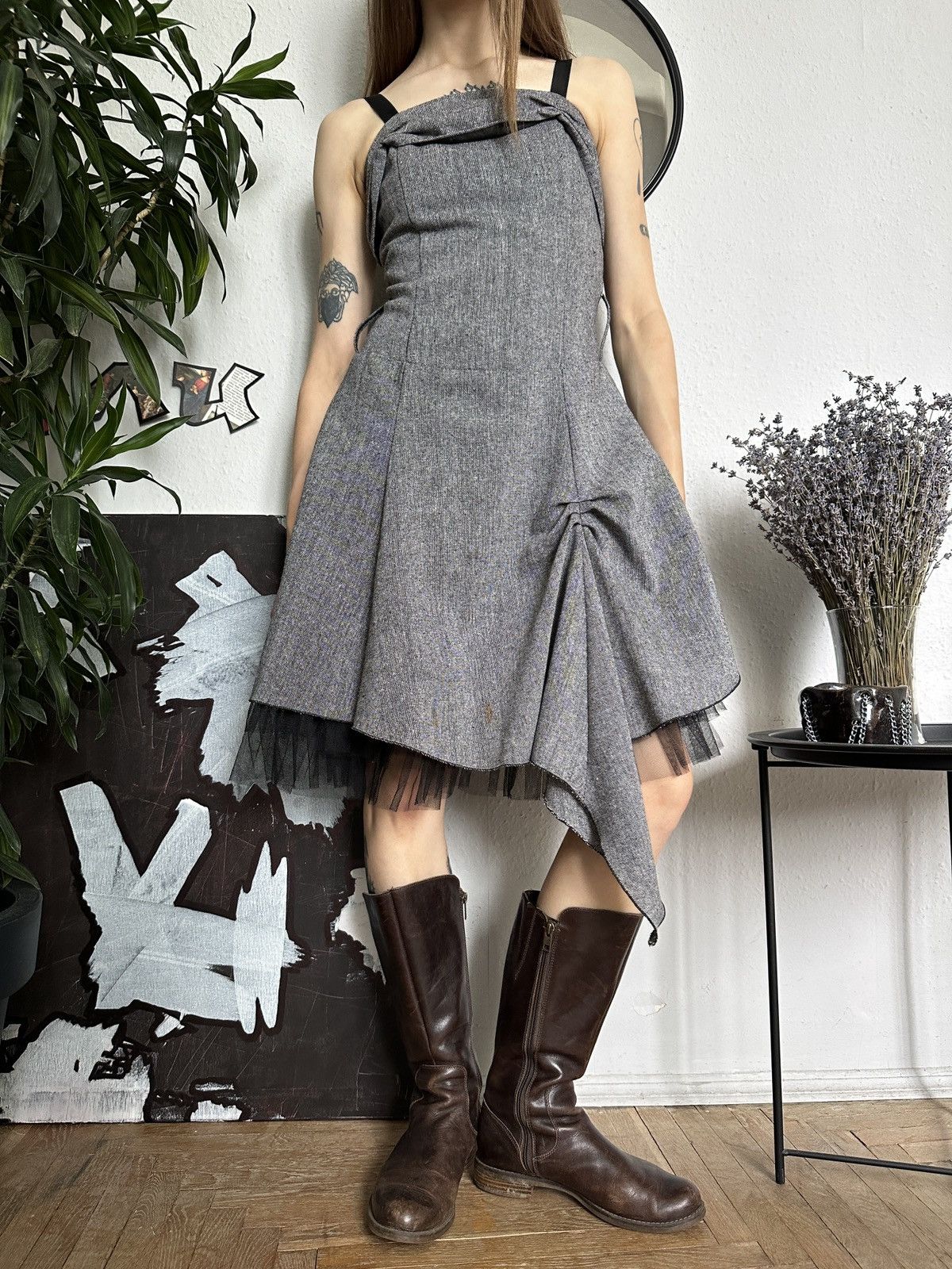 Beauty Beast × If Six Was Nine Office Siren Asymmetrical Vintage Dress Sade New York Style Size XS / US 0-2 / IT 36-38 - 4 Thumbnail