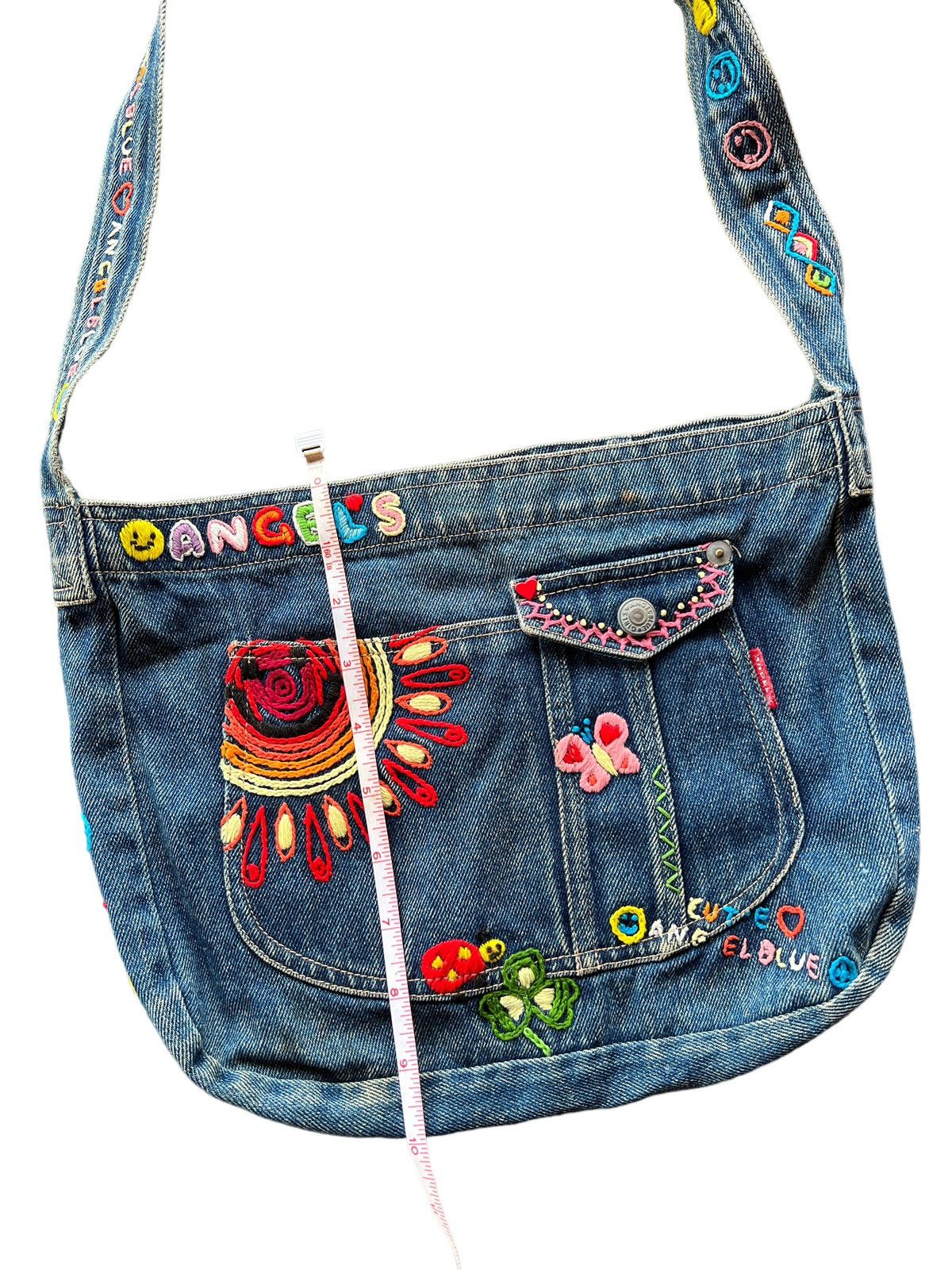 Angel Blue 1990 Angel Blue Embroidery Denim Sling Bag Size ONE SIZE - 14 Thumbnail