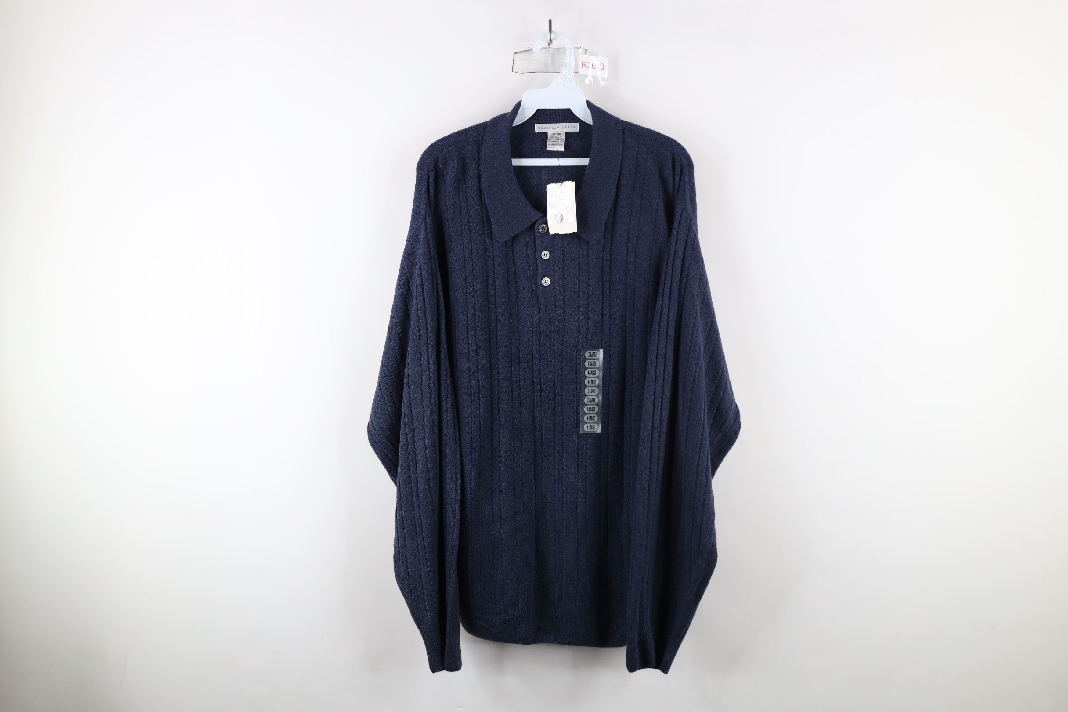 Vintage Deadstock Vintage 90s Streetwear Ribbed Collared Sweater Size US XL / EU 56 / 4 - 1 Thumbnail