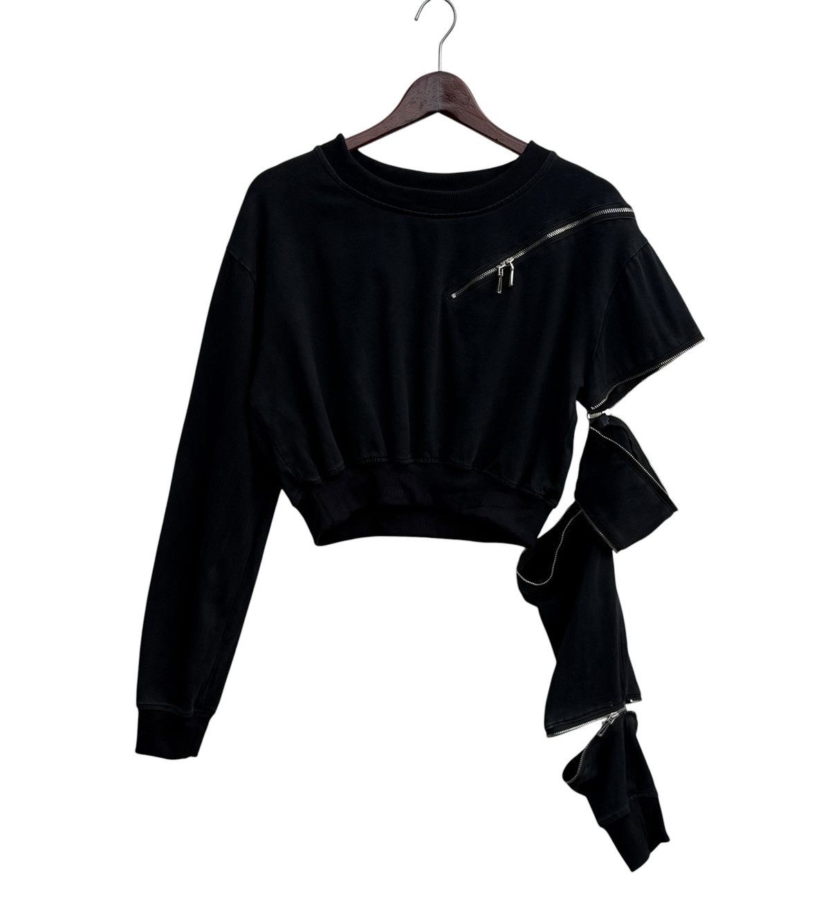 Japanese Brand Womens Black Top Zipper Short Sweatshirt Size ONE SIZE - 1 Thumbnail