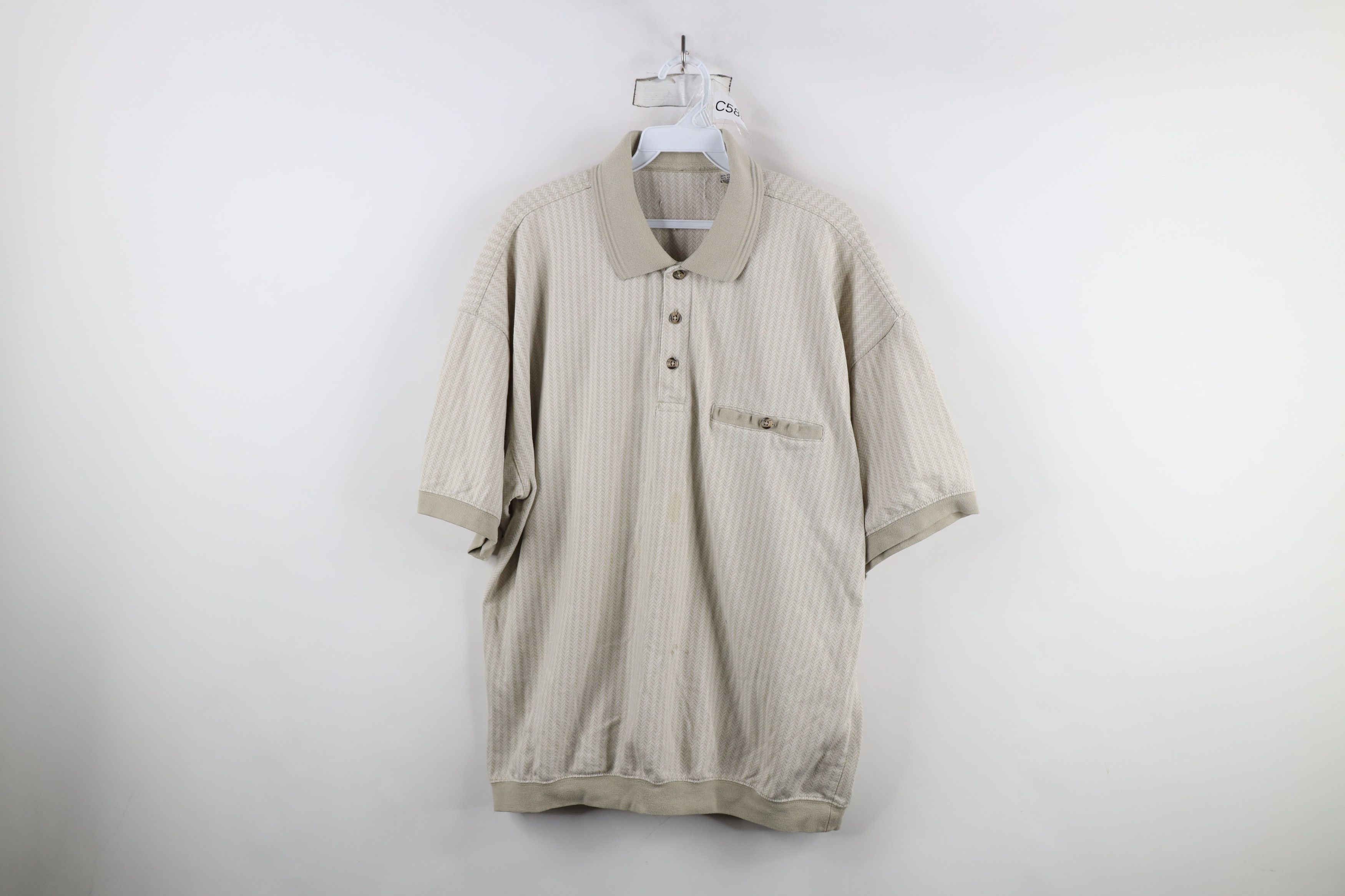 Vintage Vintage 90s Streetwear Herringbone Pullover Polo Shirt Mafia Size US XL / EU 56 / 4 - 1 Thumbnail
