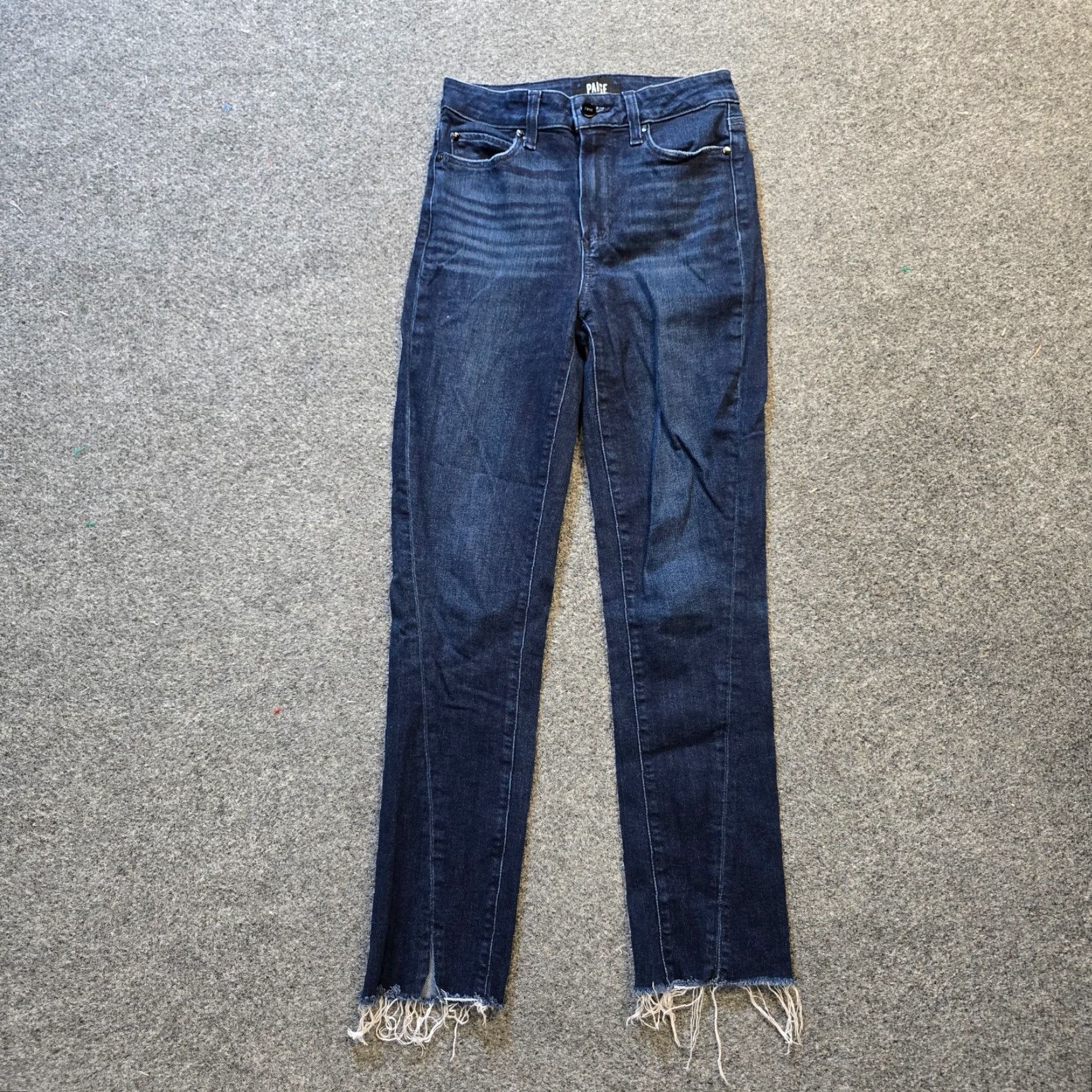 Paige Paige Jeans Womens Size 25 Blue Hoxton Slim Distressed Raw Hem Split Seam Casual Jeans Slim Blue Paige Womens Size 25 Distressed Size 42" / US 20 - 2 Thumbnail