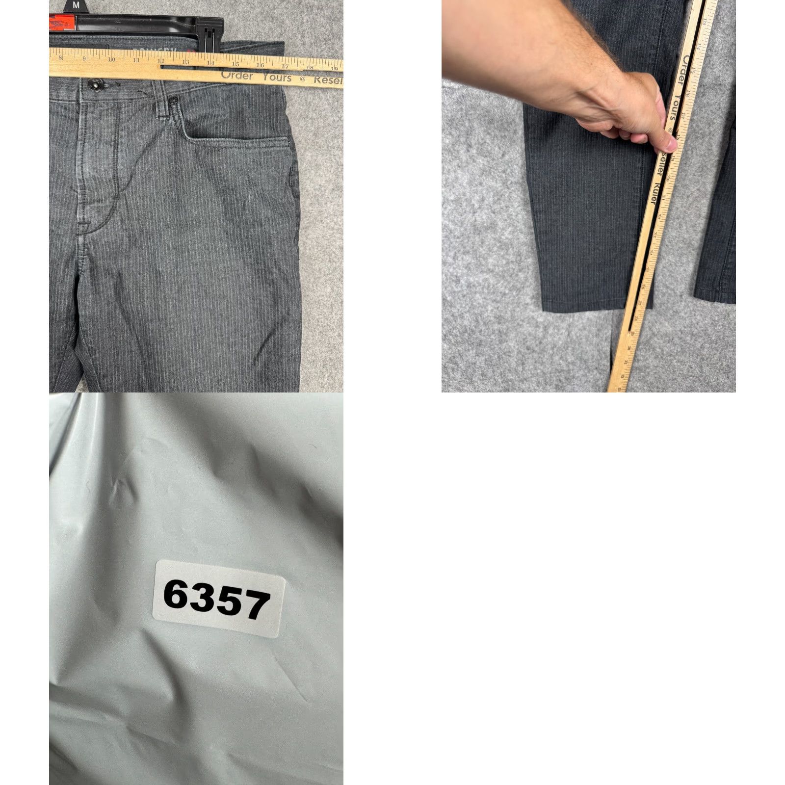 John Varvatos John Varvatos Jeans Mens 33 Pin Stripe Charcoal Gray Cotton Blend Denim Slim Straight 5-Pocket Belt Loops Belted Pockets Slimming Size US 33 - 8 Thumbnail
