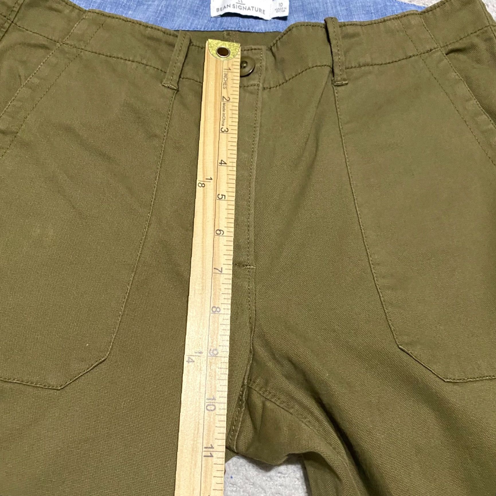 Vintage L.L. Bean Pants Womens 10 Green Slim Straight Chino Mid Rise Outdoor Work Size 32" / US 10 / IT 46 - 7 Thumbnail