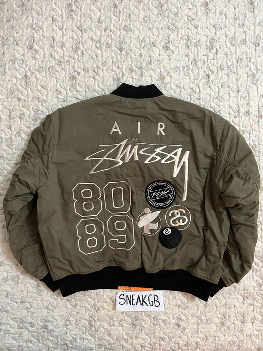 Nike STÜSSY & NIKE REVERSIBLE VARSITY JACKET olive green orange