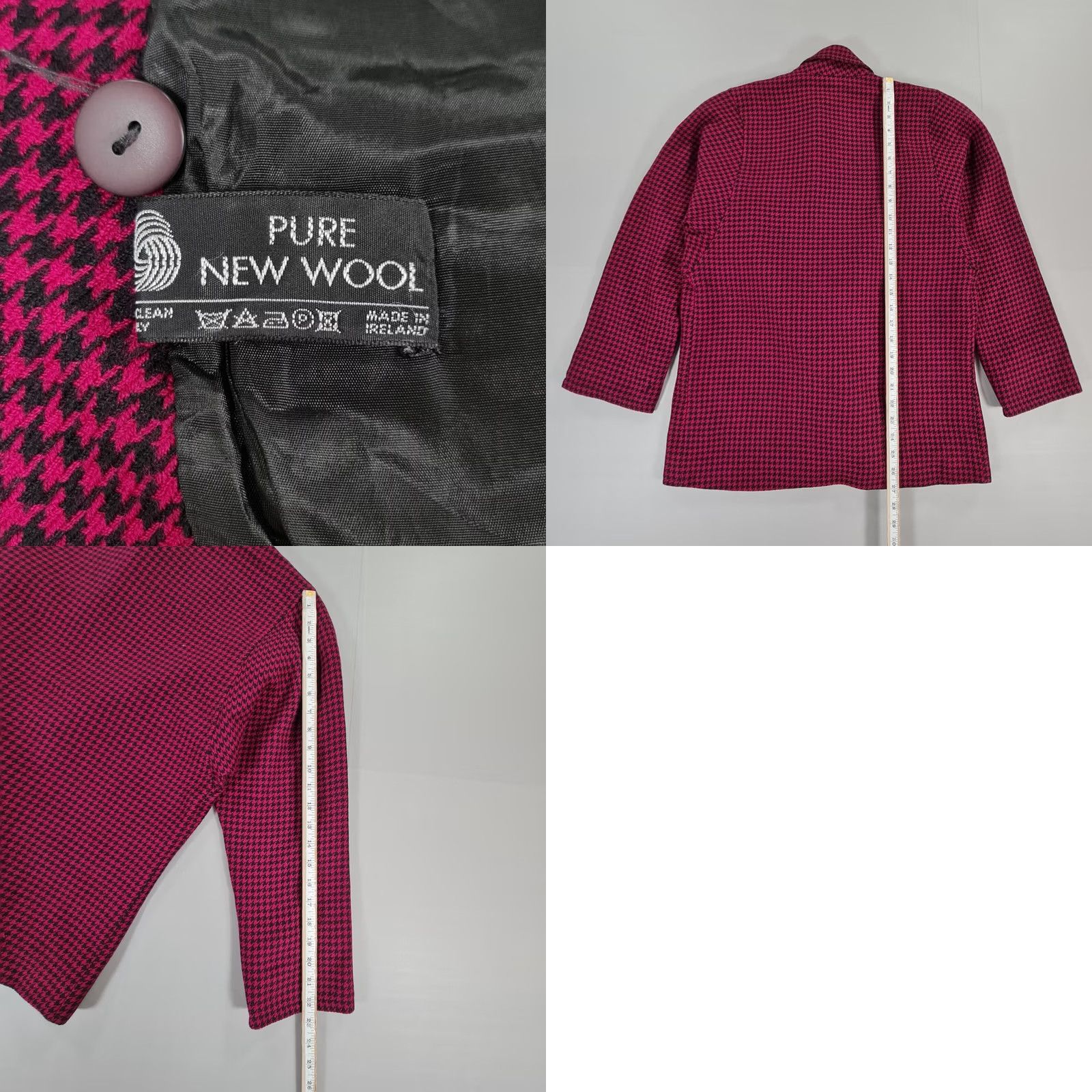 Vintage Loretta Bloom Womens Blazer Purple 12 UK Houndstooth Wool Jacket Ireland Vintage Jacket Wool 100% Wool Regular Size XL / US 12-14 / IT 48-50 - 8 Thumbnail