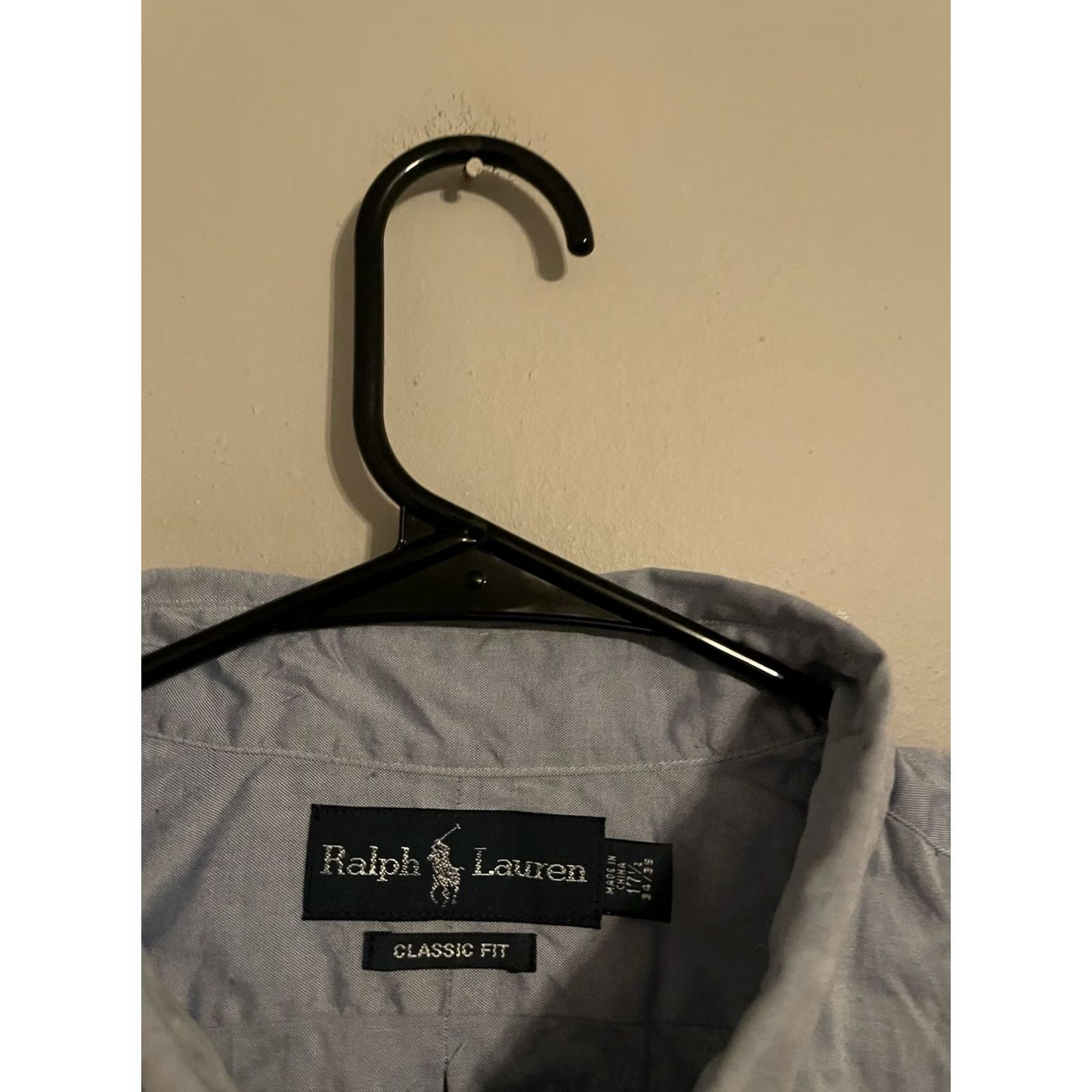 Polo Ralph Lauren VINTAGE Polo Ralph Lauren Button-Up Dress Shirt Chambray Men 17.5 34/35 Blue Long Sleeve 100% Cotton Casual Shirt Mens Size 48R - 2 Thumbnail